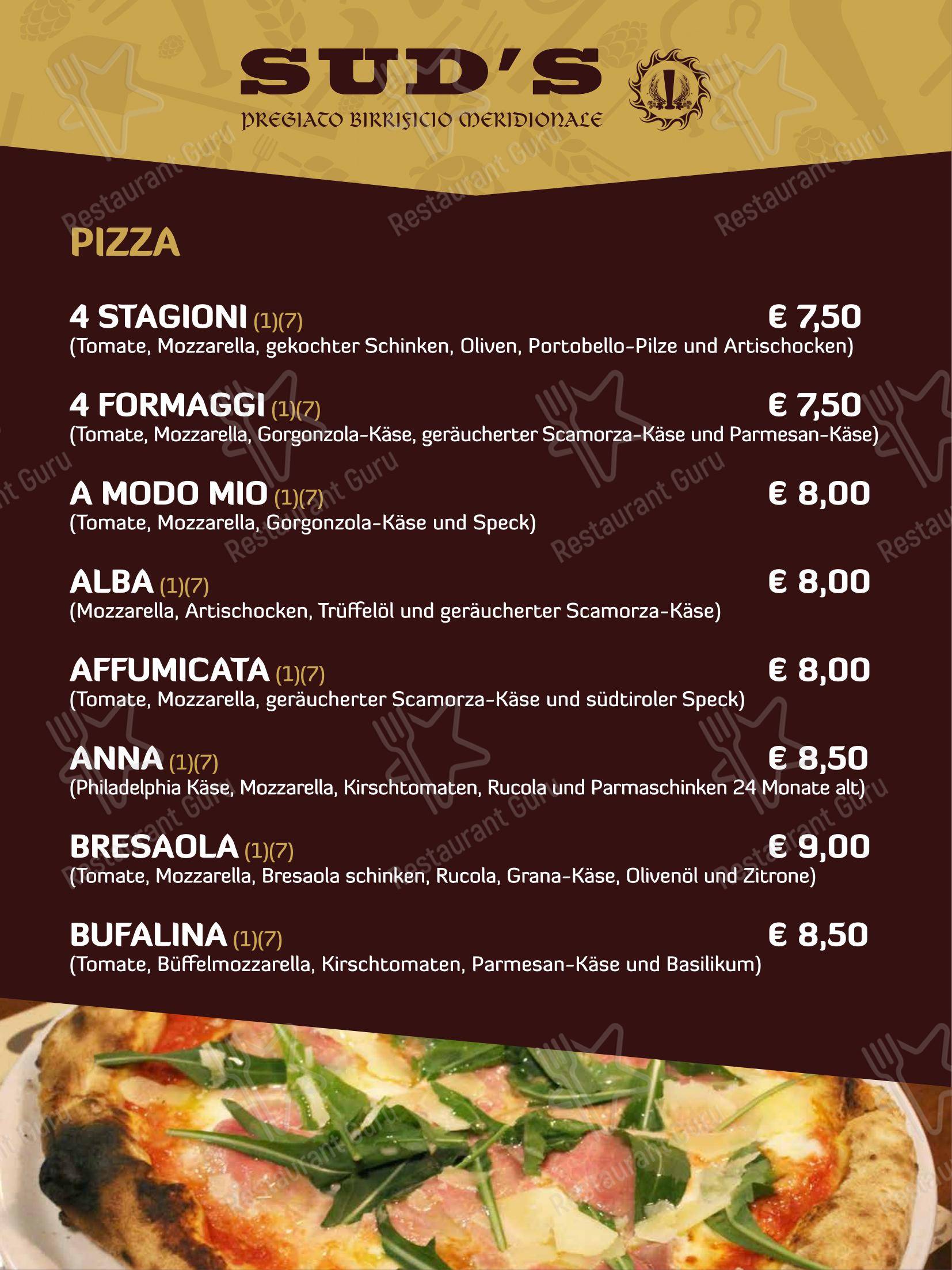 Menu di Sud's - Крафт меню