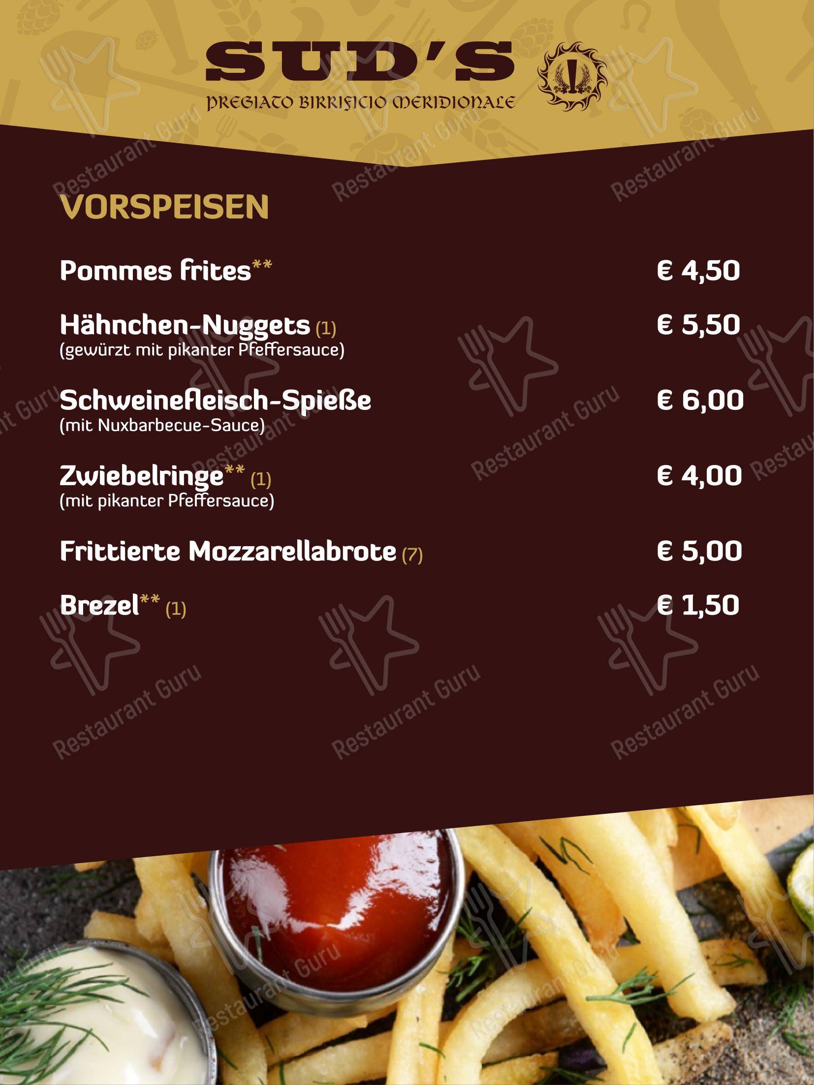 Крафт меню per Sud's ristorante
