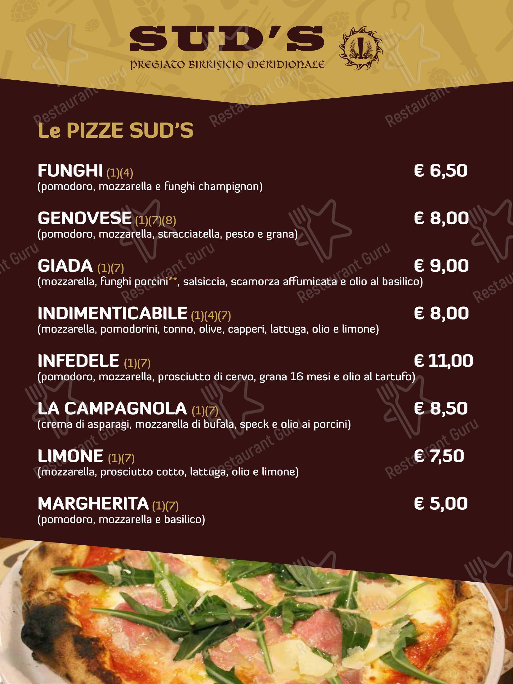 Menu per Sud's in Noci