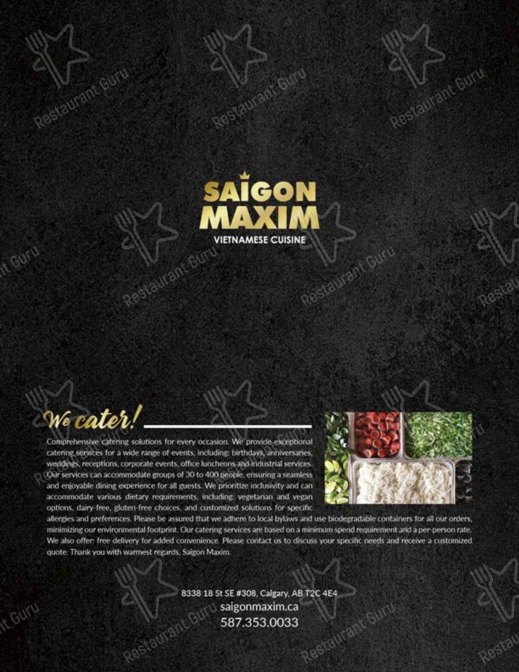 Menu pour Saigon Maxim (Riverbend) - Menu