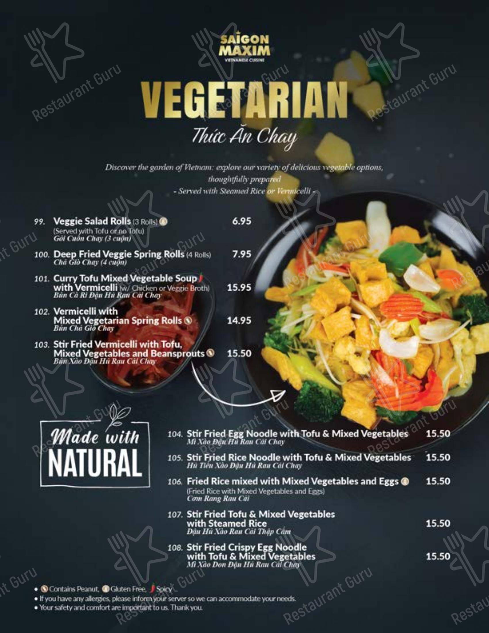 Saigon Maxim (Riverbend) dans Calgary - Menu