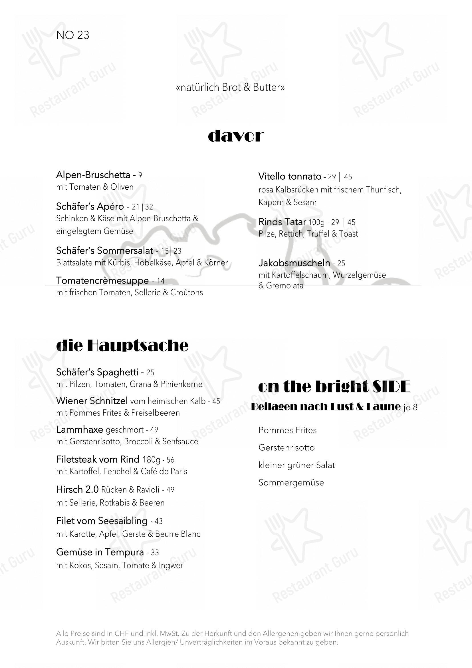 Schäferstube Saas-Fee in Saas-Fee - Menu bar