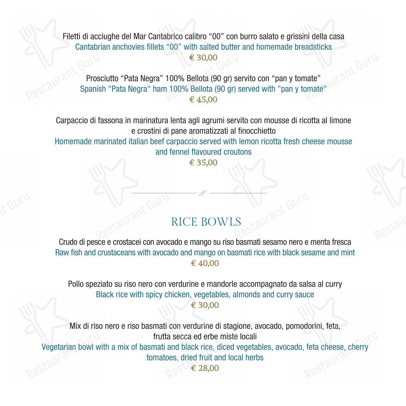 Menu per Vista Sky Bar in Sant'Agnello