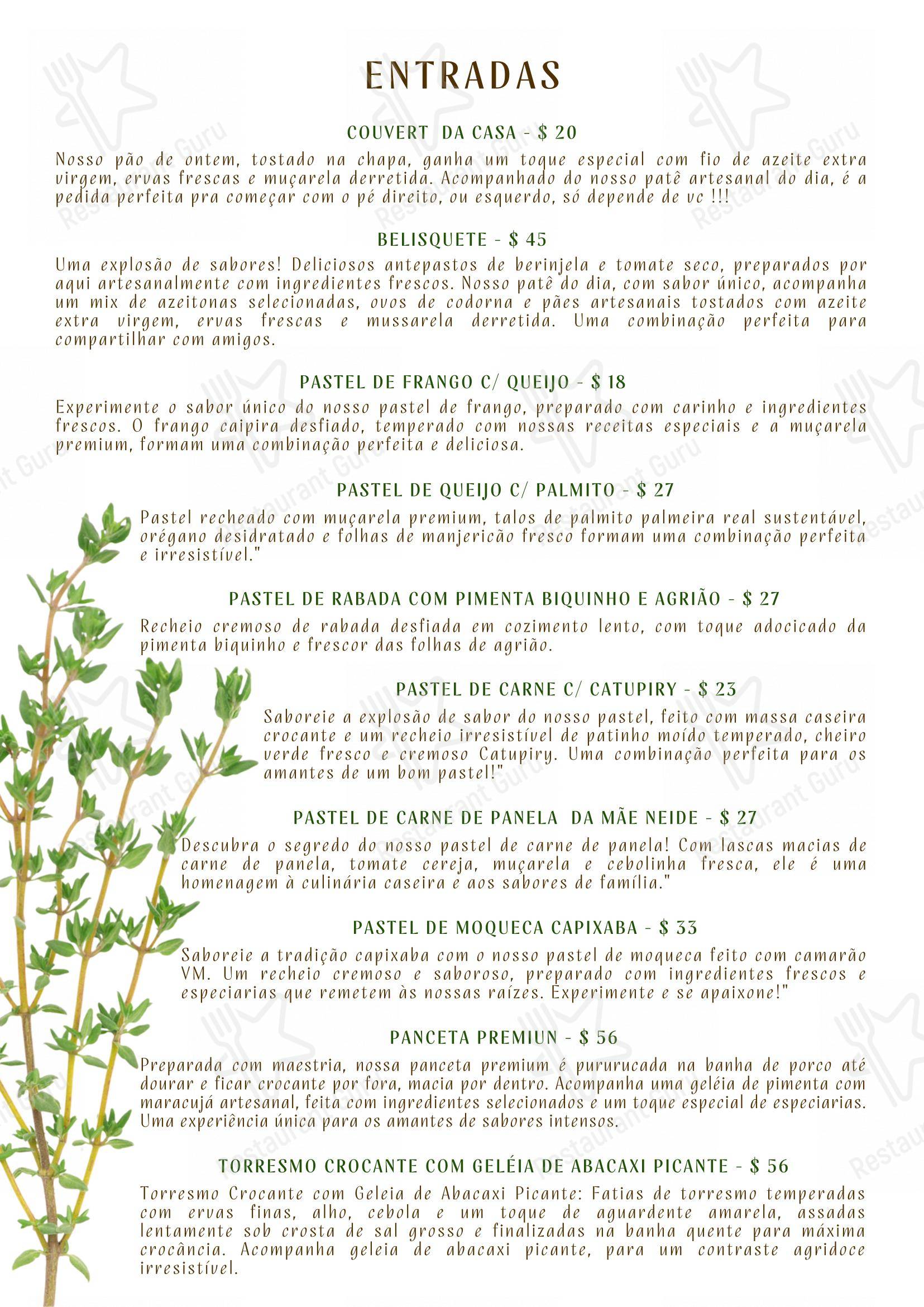 Spetacollo Restaurante & Bar em Vitoria - Menu