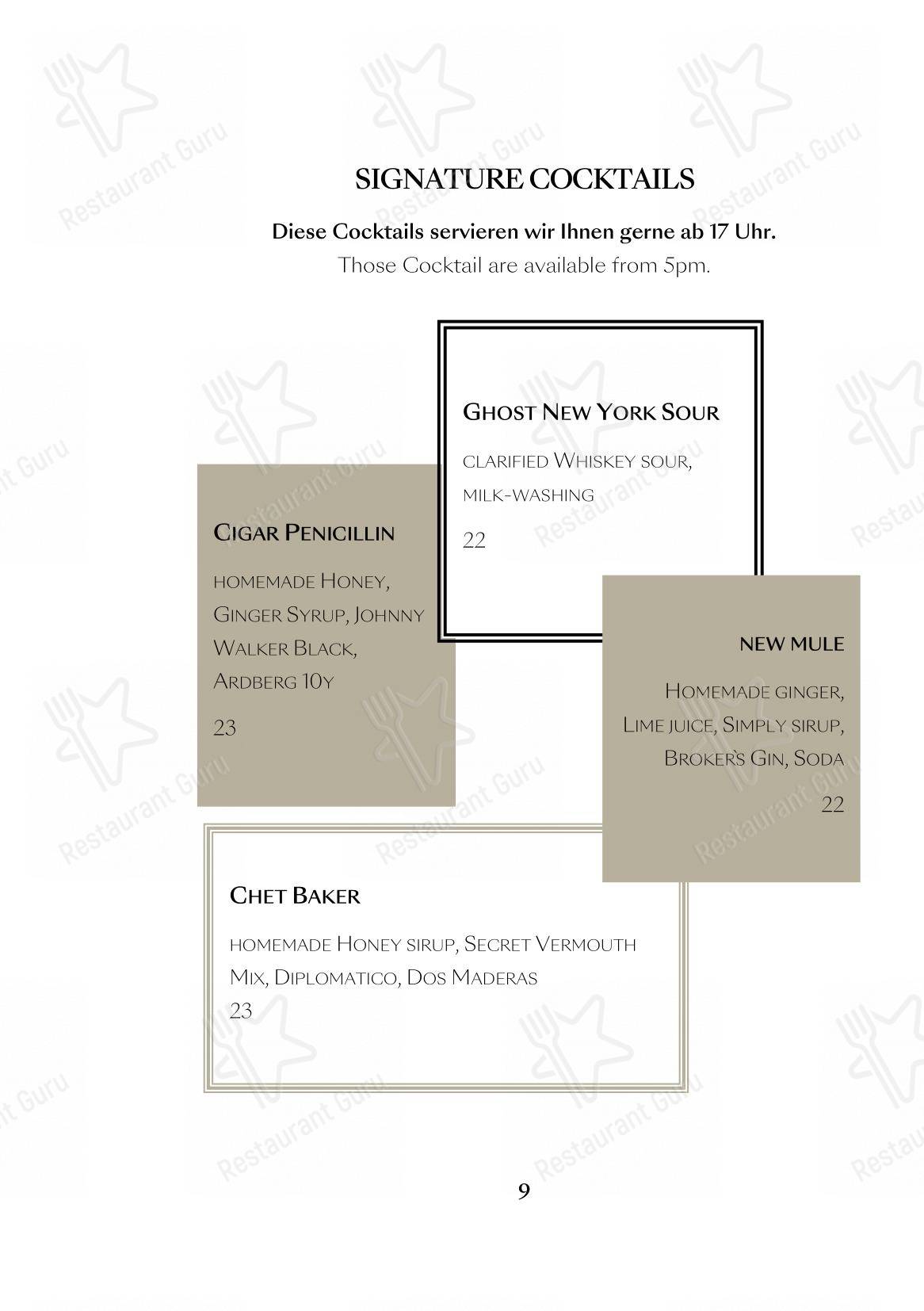 Menu per The Nest in Zurigo