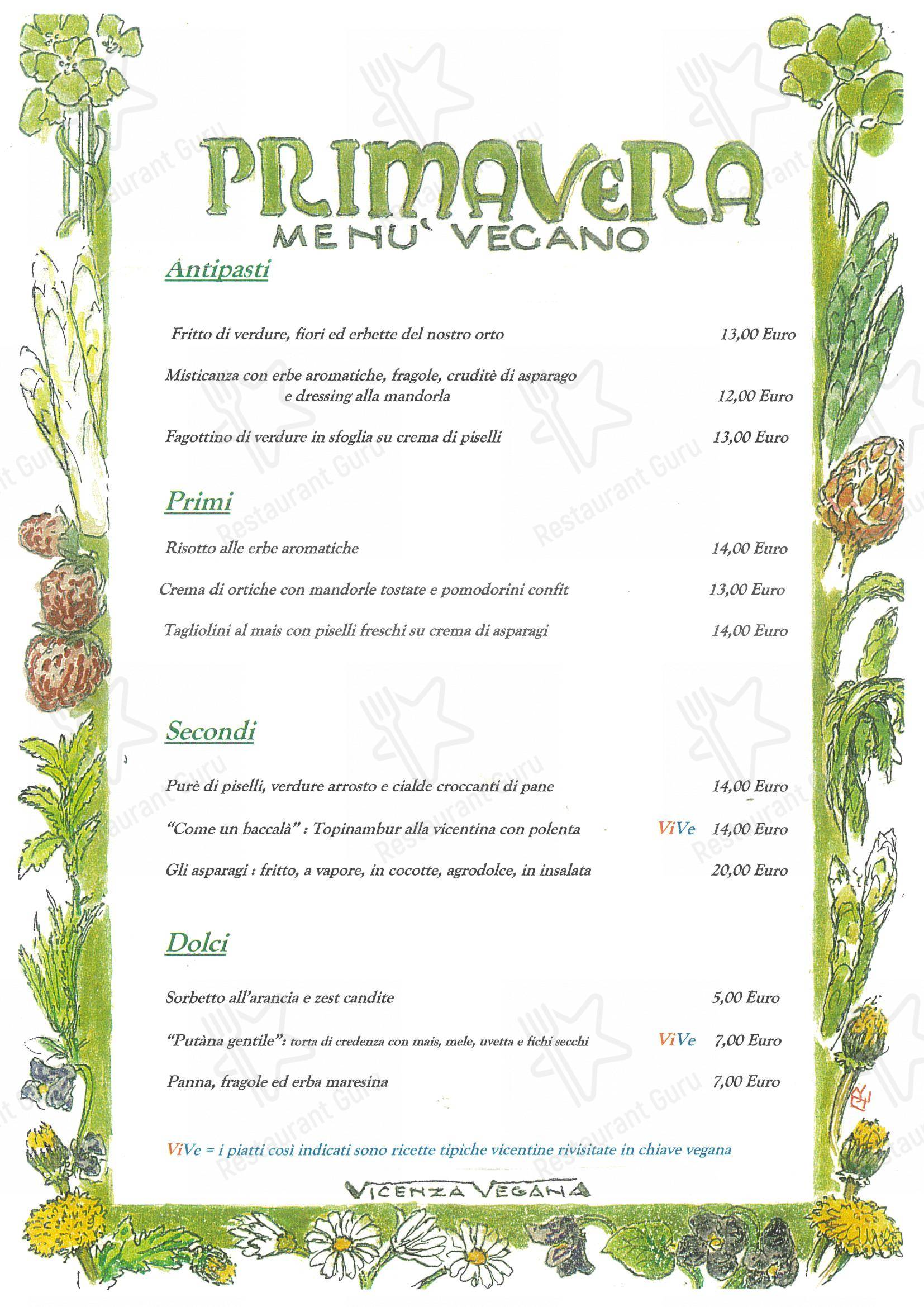 Menu bar per Trattoria Molin Vecio ristorante