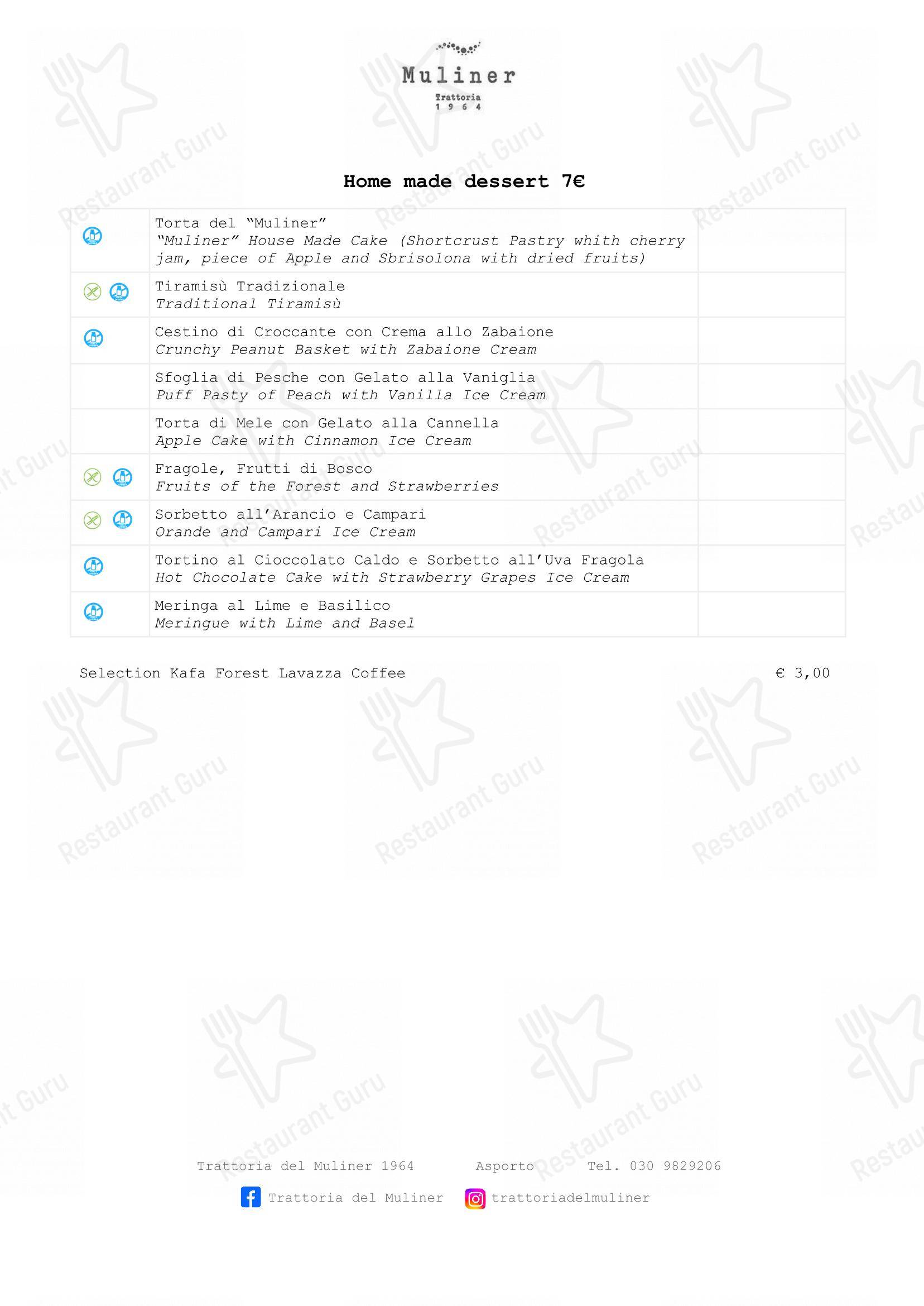 Menu di Trattoria del Muliner - Крафт меню