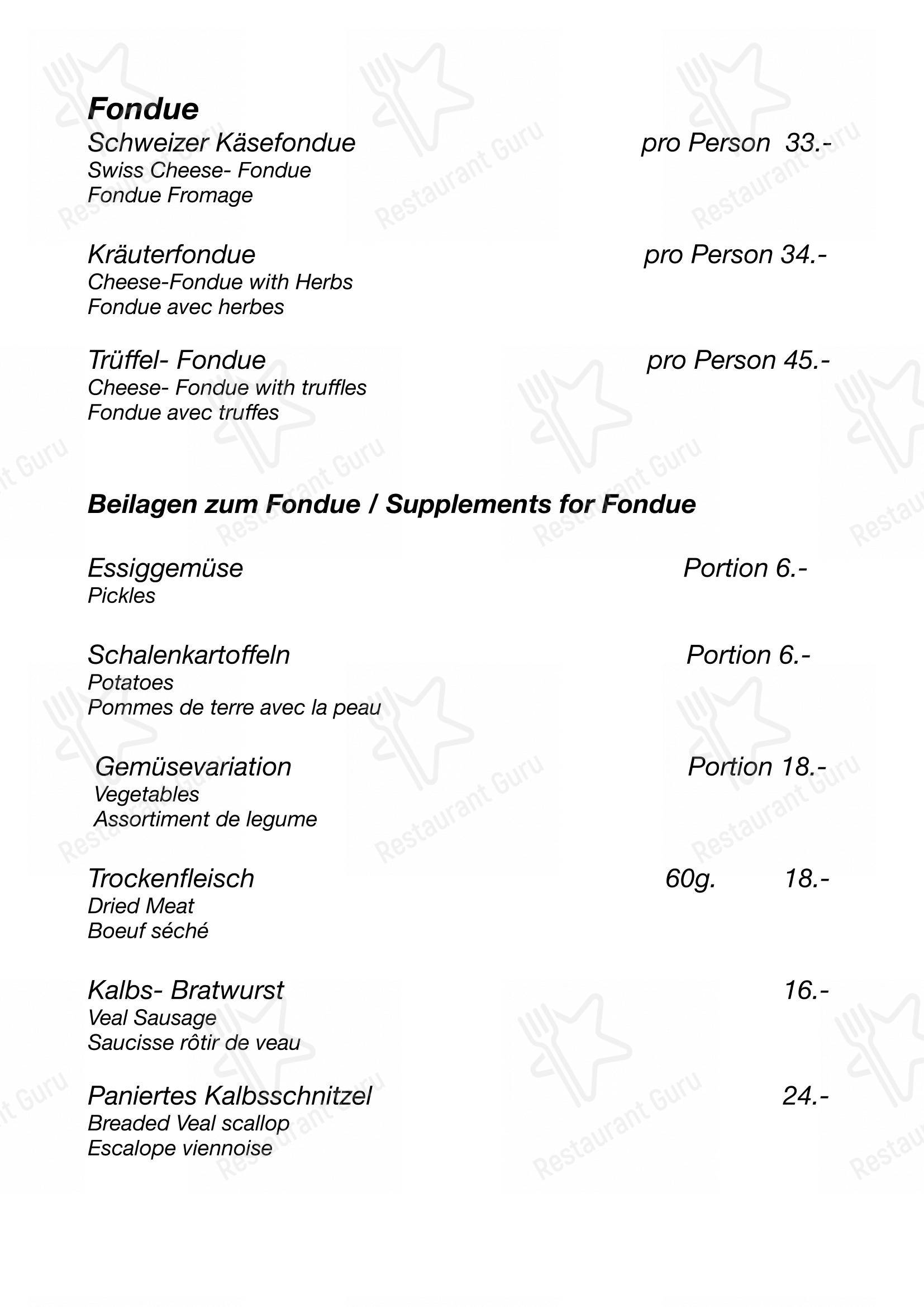 Menu per Walliserstube in Zermatt
