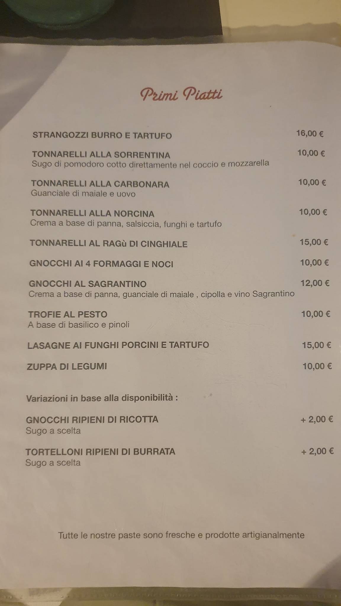 Menu di Trattoria del Corso Foligno 