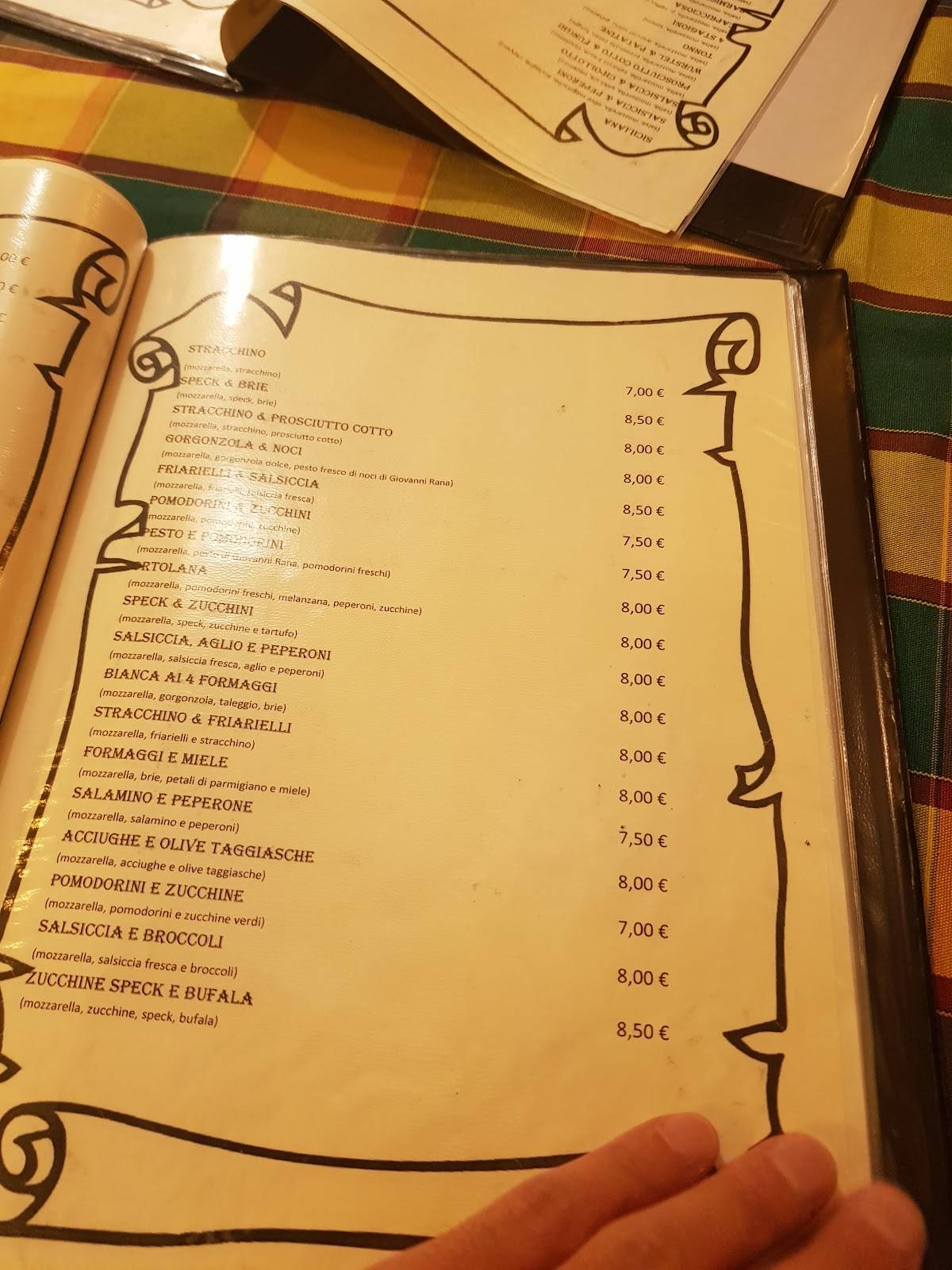 Menu di Pizzeria vecchio Caffè Cavour 