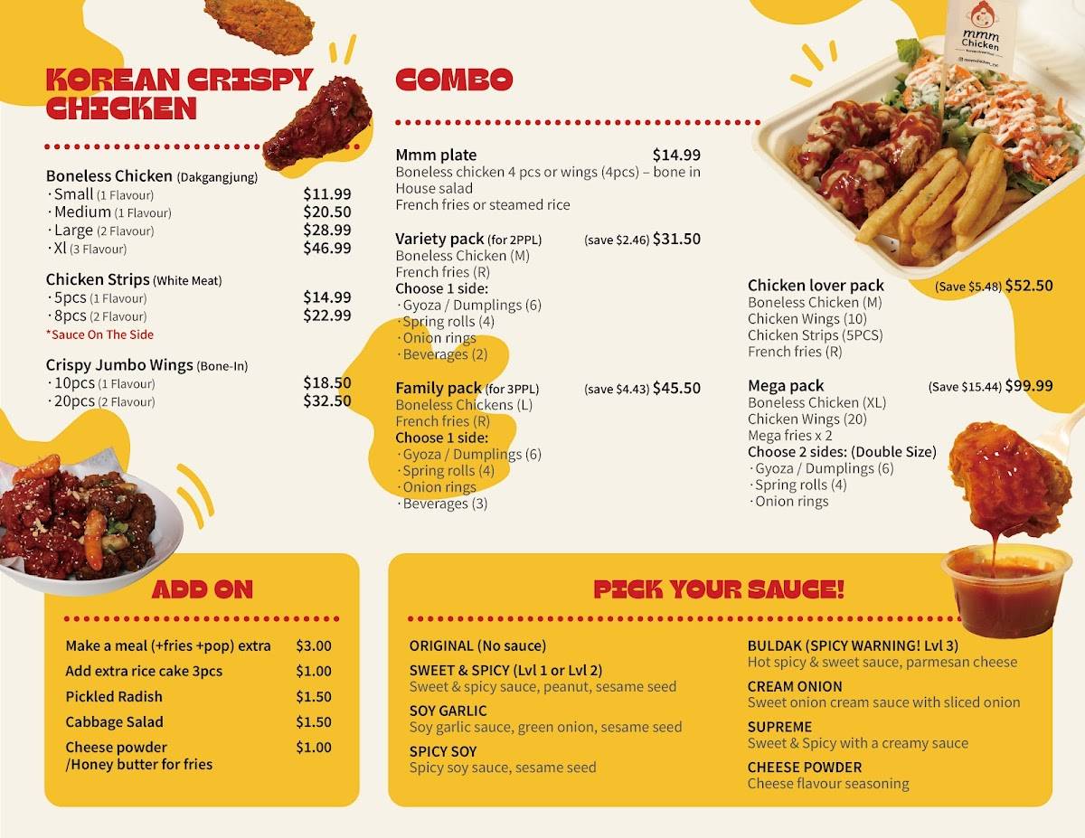 Menu de mmm chicken