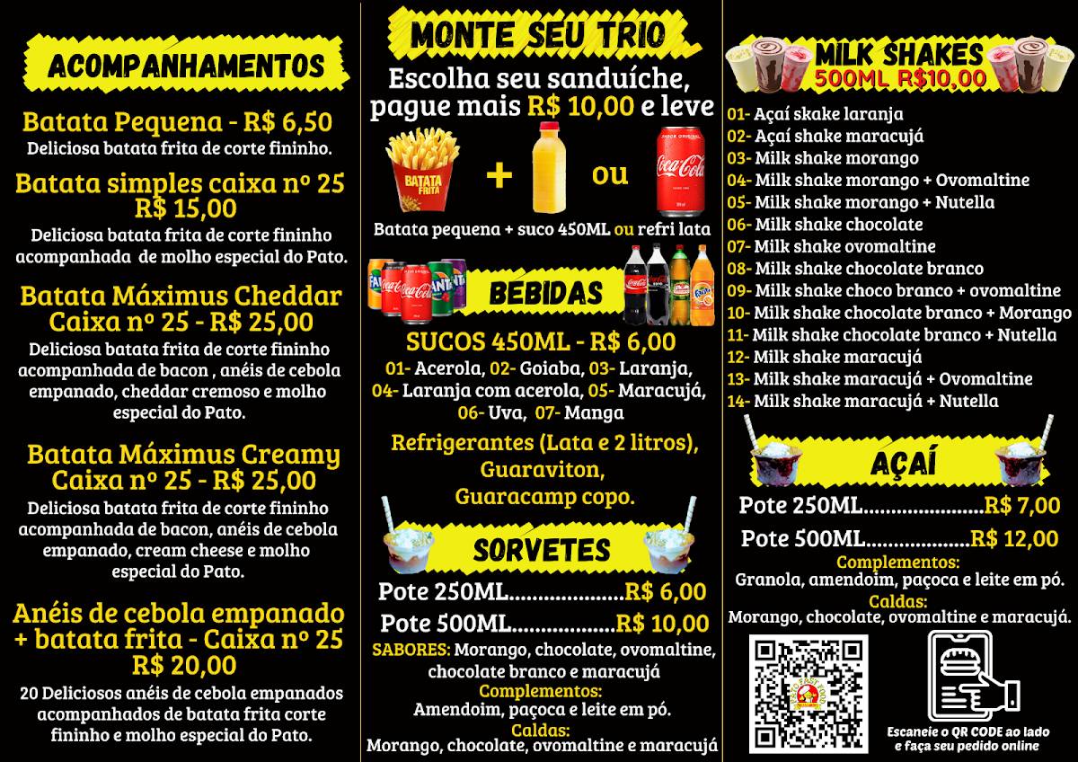pato fast food cardápio