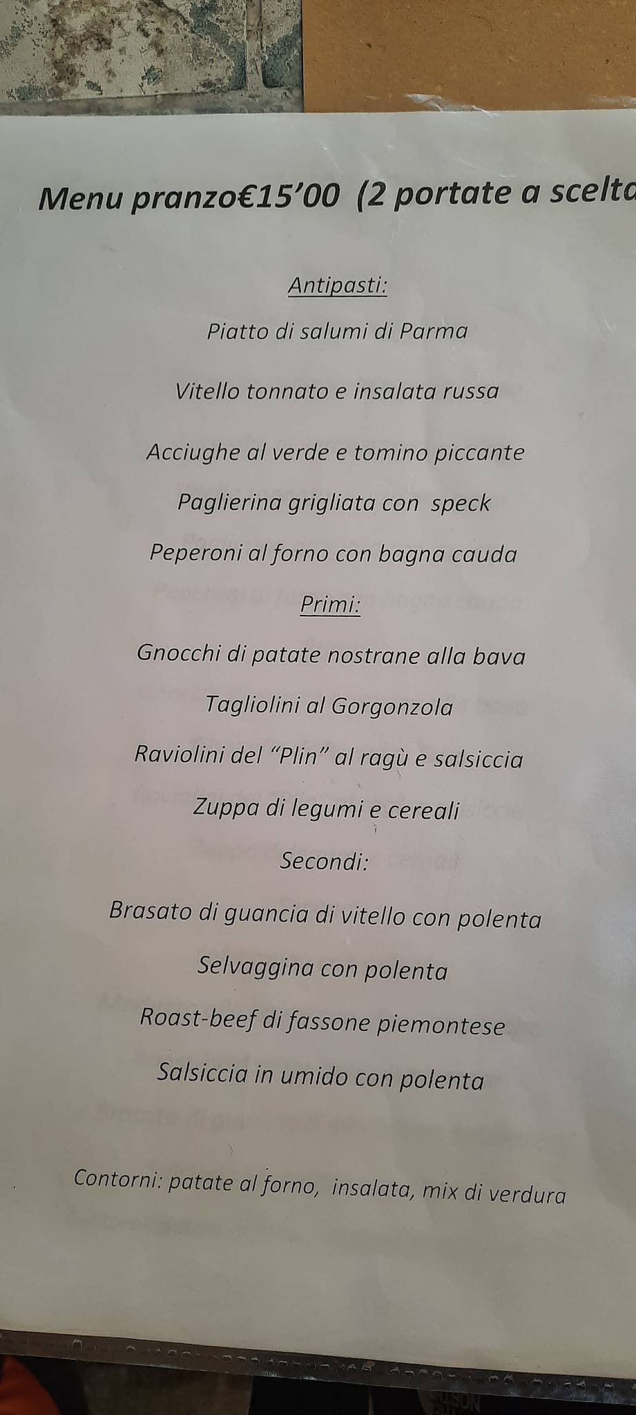 Menu di Pizzeria Papillon 