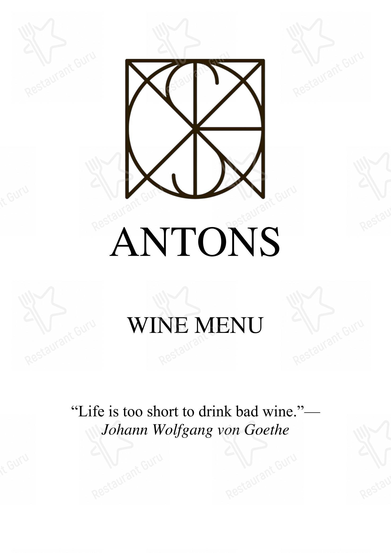 Menu per ANTONS in Lucerna
