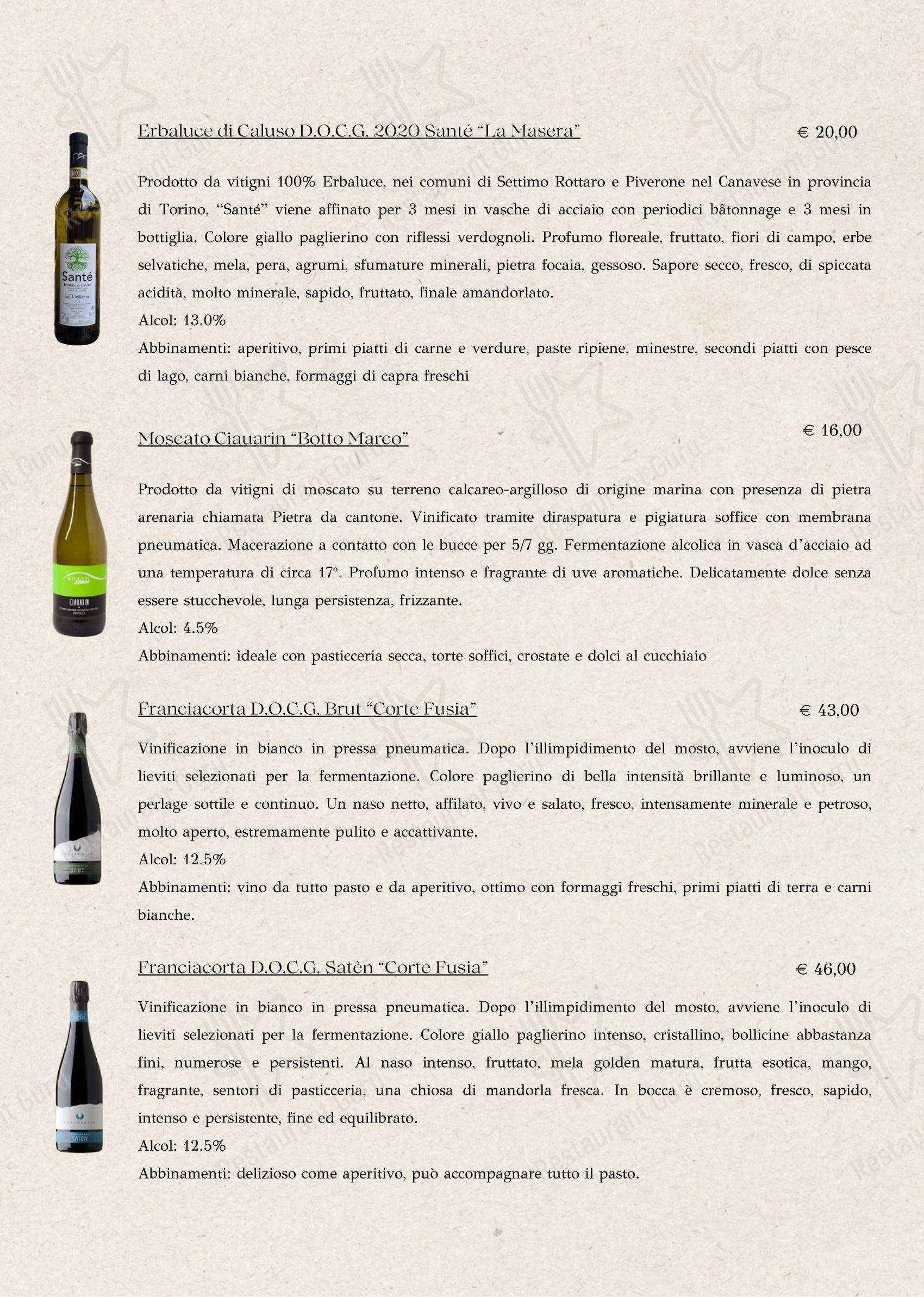 Menu bar per Alpe Campo Rimasco ristorante