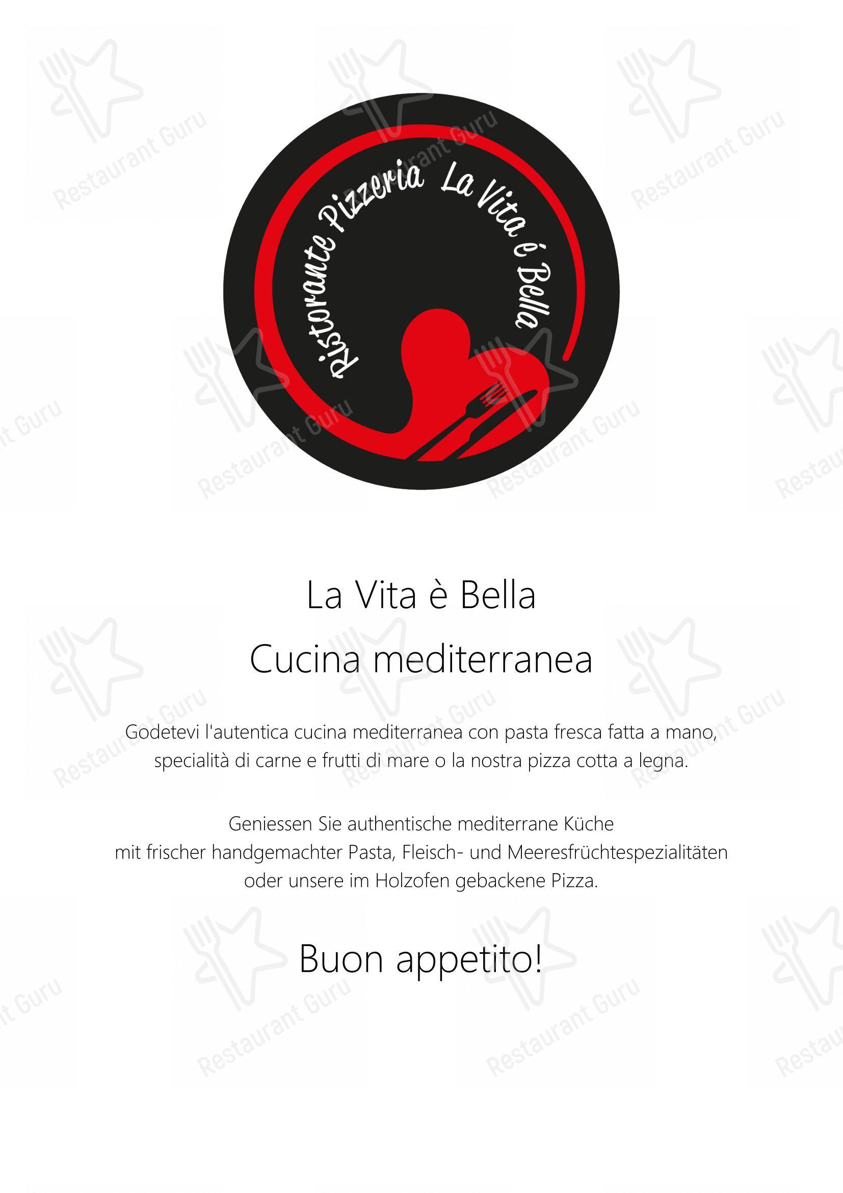 Menu per Ristorante pizzeria la vita è bella in Scuol