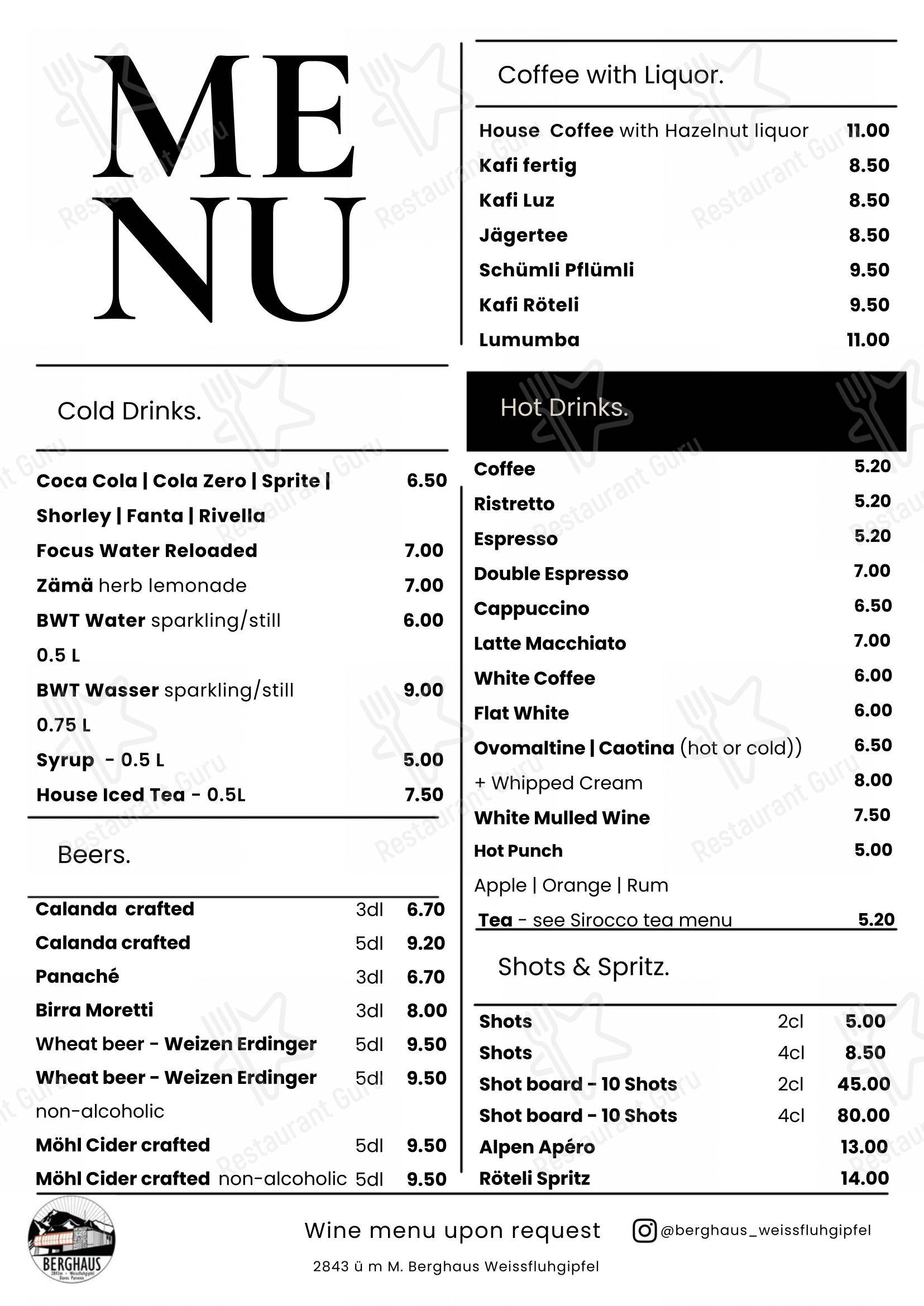 Menu di Berghaus Weissfluhgipfel - Menu