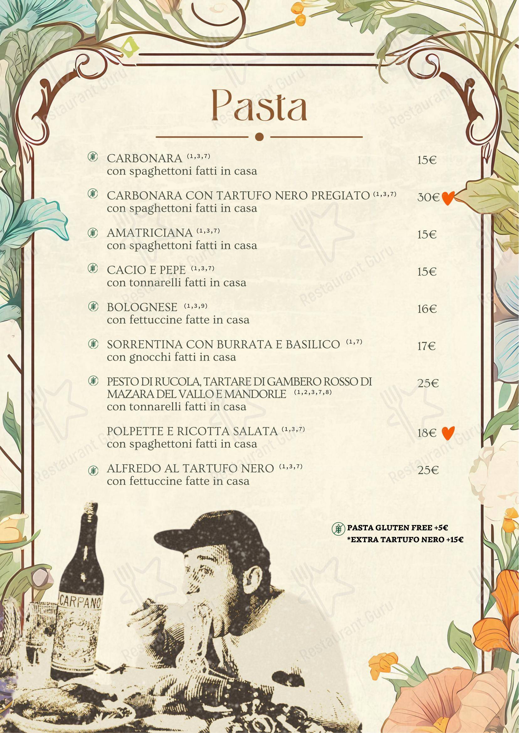 Menu bar per A Casa Tua in Roma