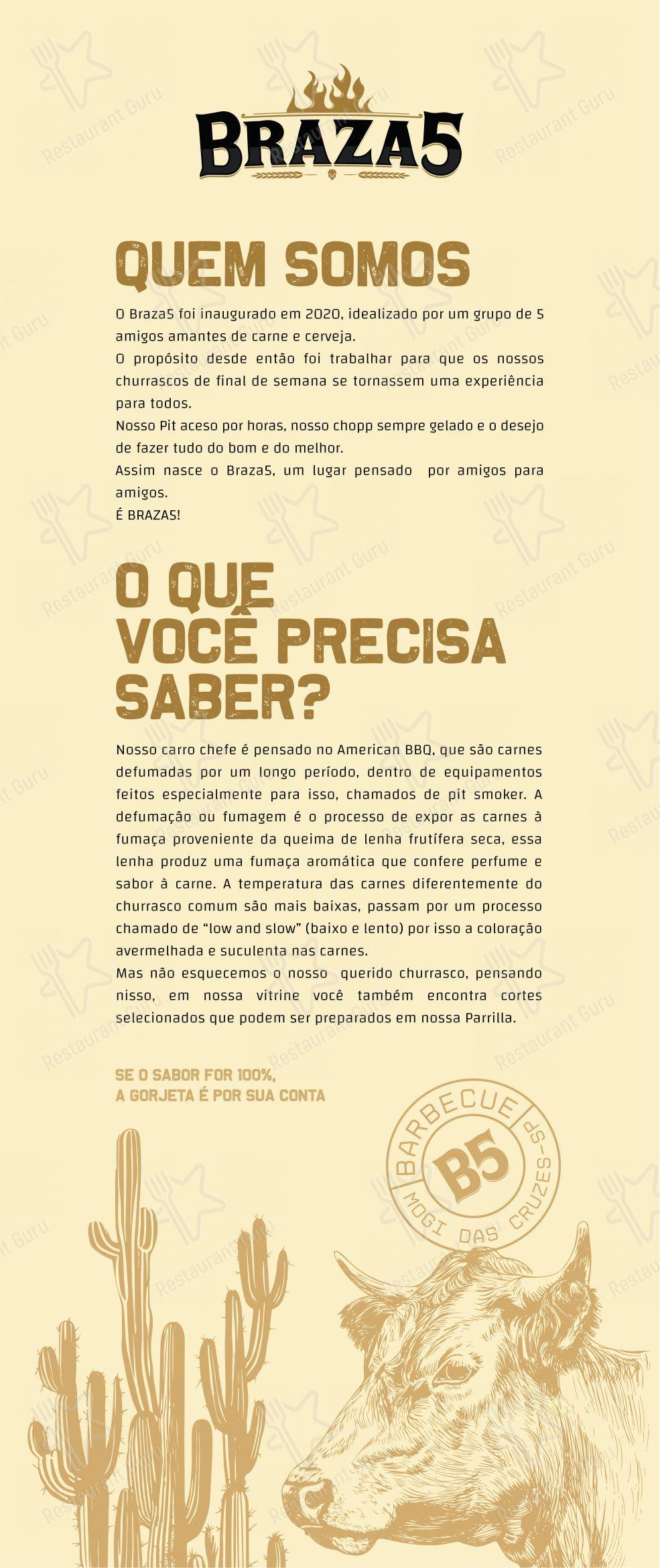 Menu para Braza5 restaurante