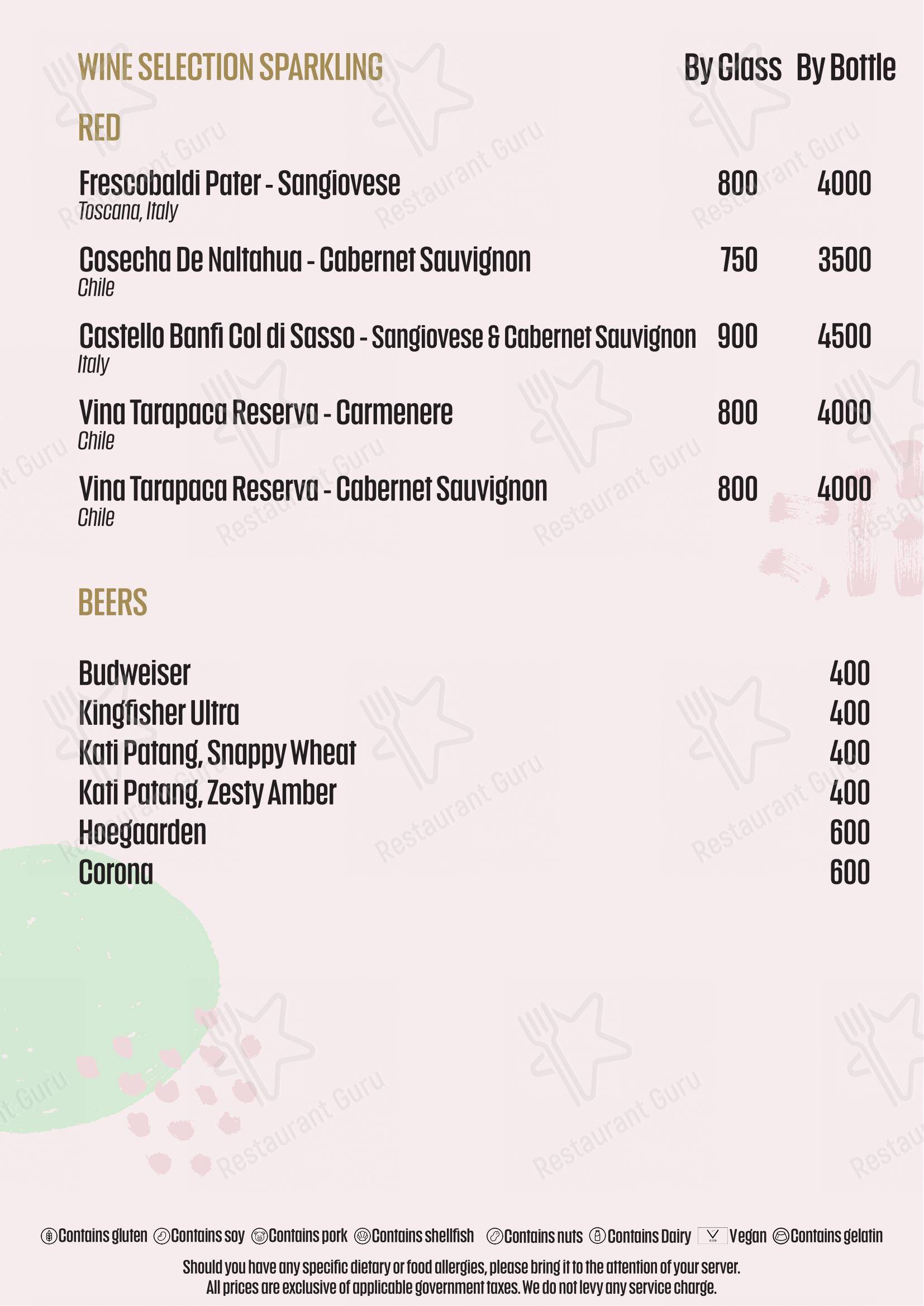 Menu for the COU COU by Oberoi cafe