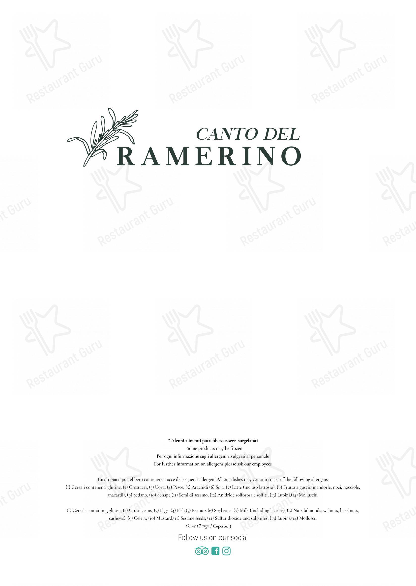 Canto del Ramerino in Firenze - Menu