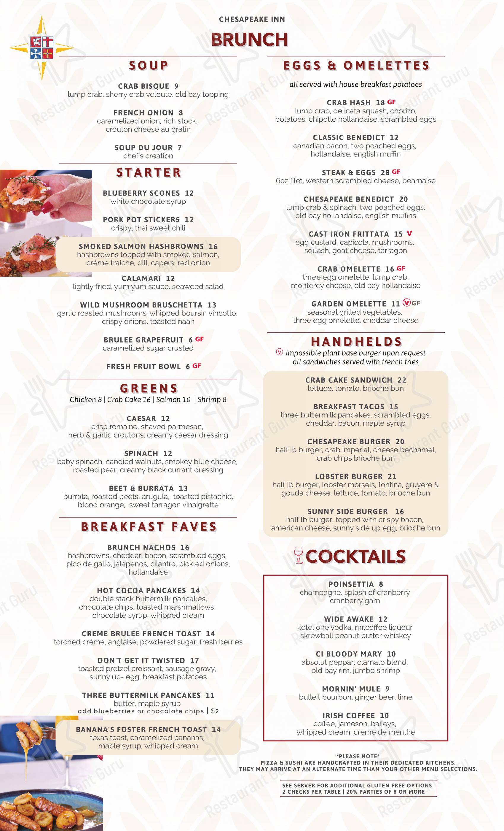 Menu at Chesapeake Inn Restaurant & Marina, Chesapeake City