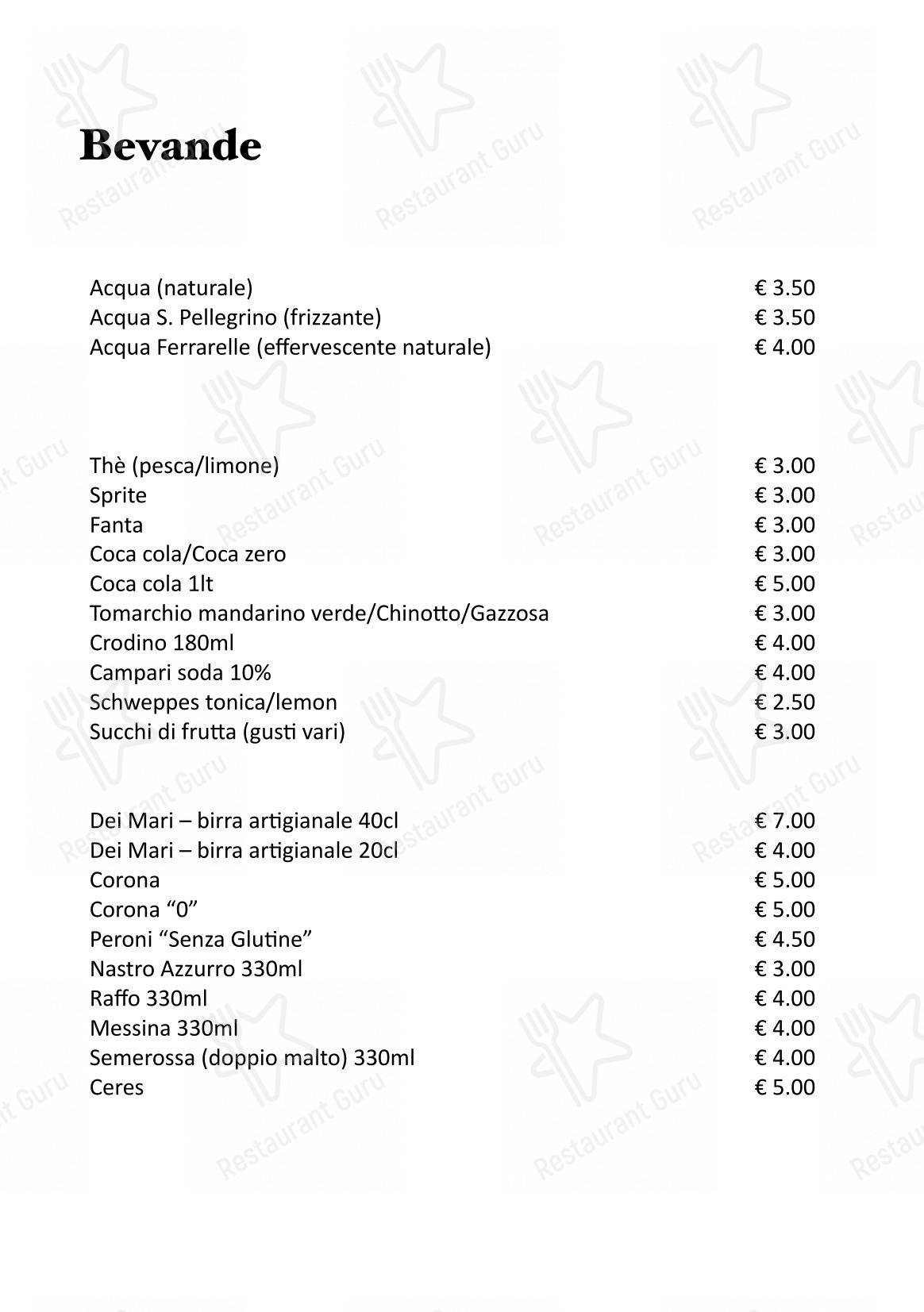 Cinquantapassi Ristorante Pizzeria in San Vito Lo Capo - Menu bar