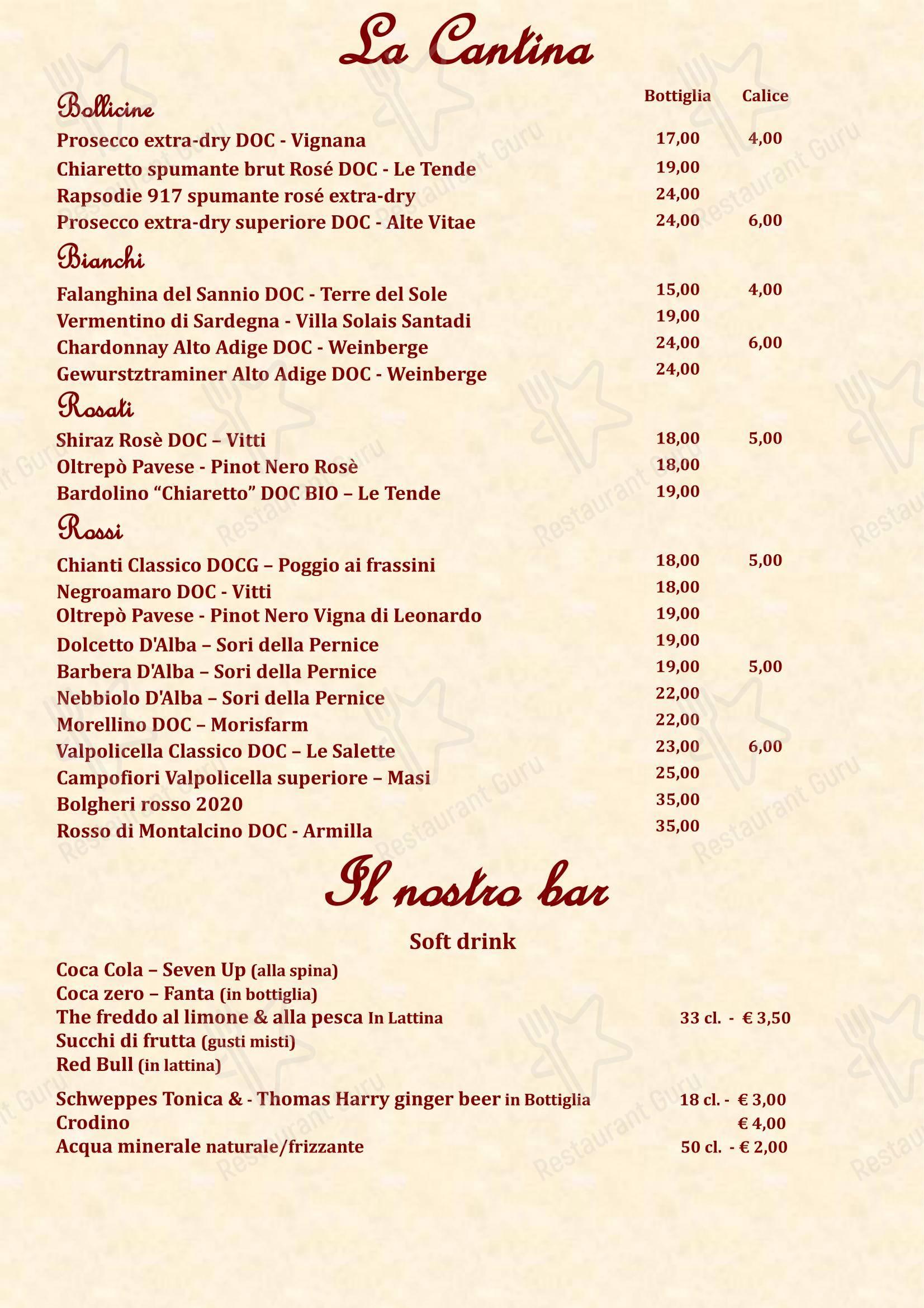 Menu bar per Circolo di Capolago ristorante