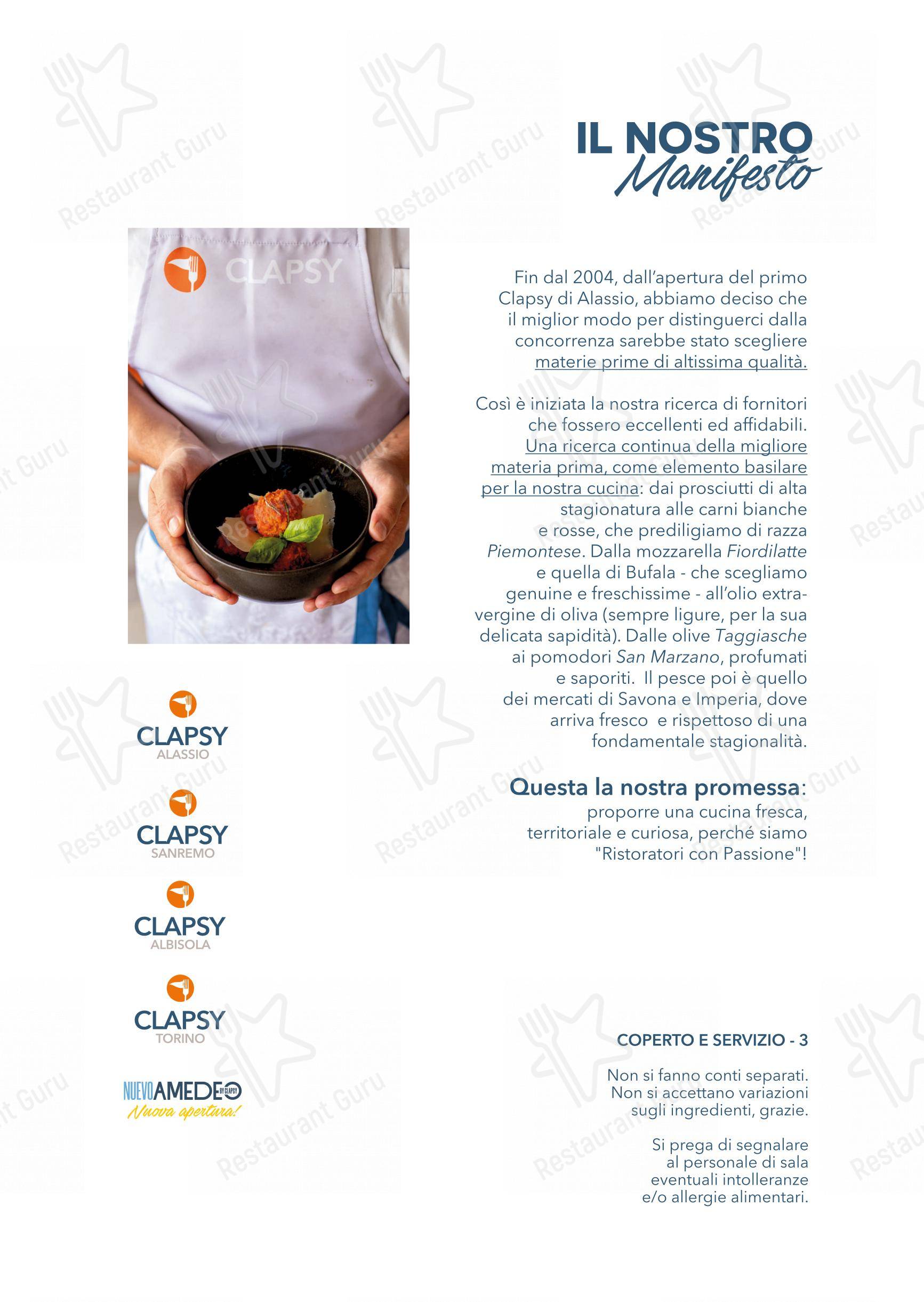 菜单 per Clapsy Alassio pizzeria