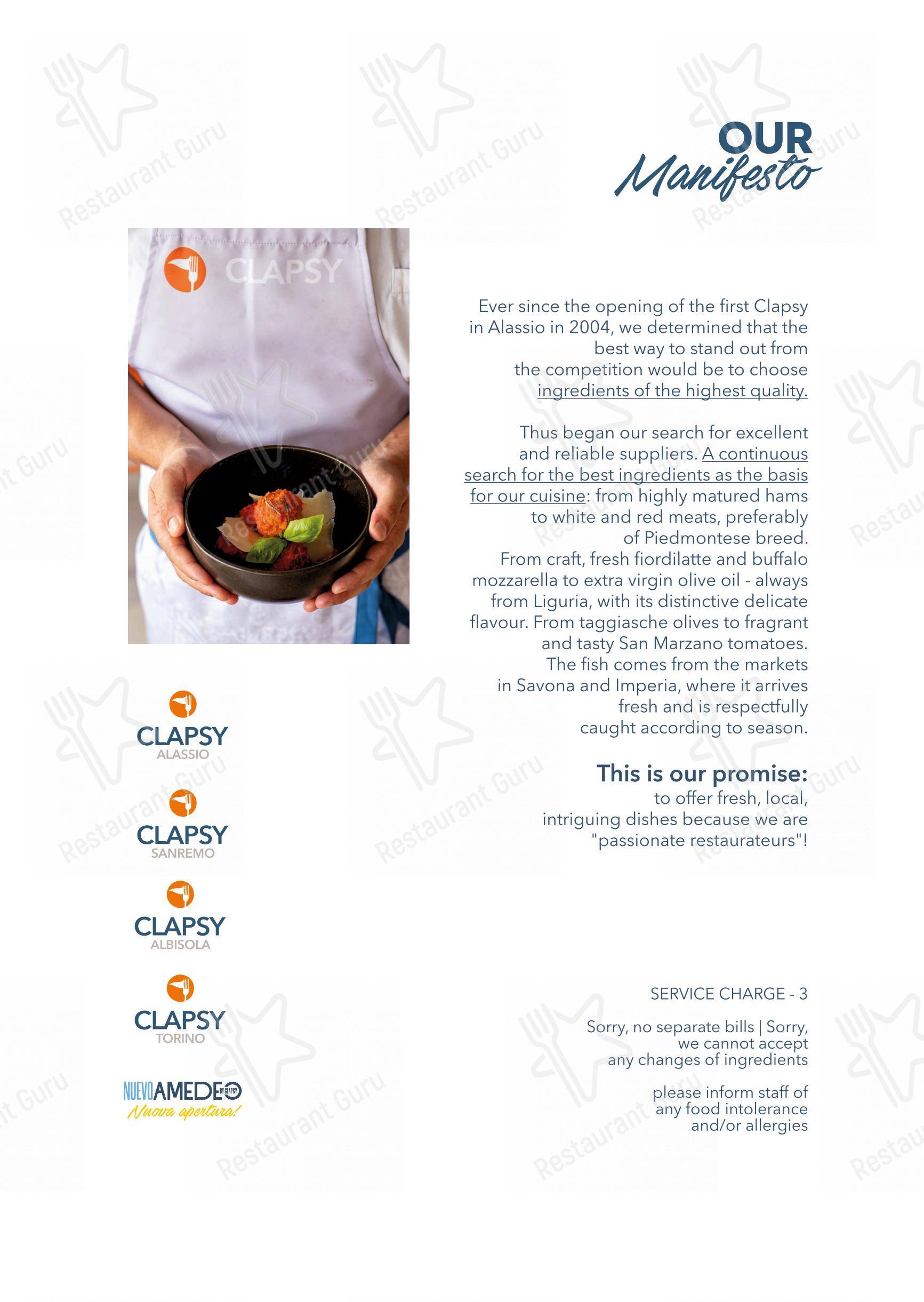 Lunch Menu per Clapsy Alassio in Alassio