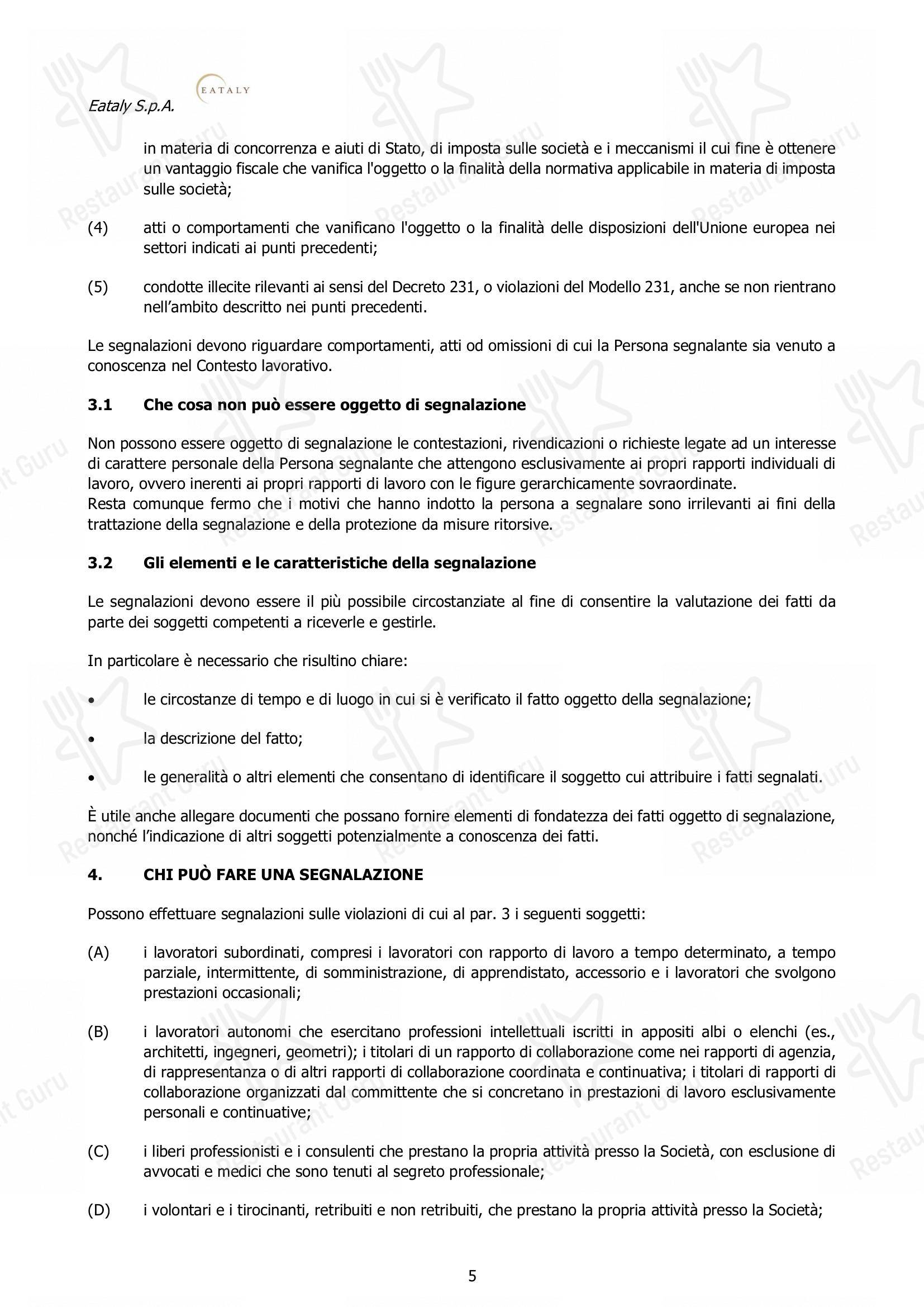 Menu di Eataly Torino Lingotto - Коктейльная карта