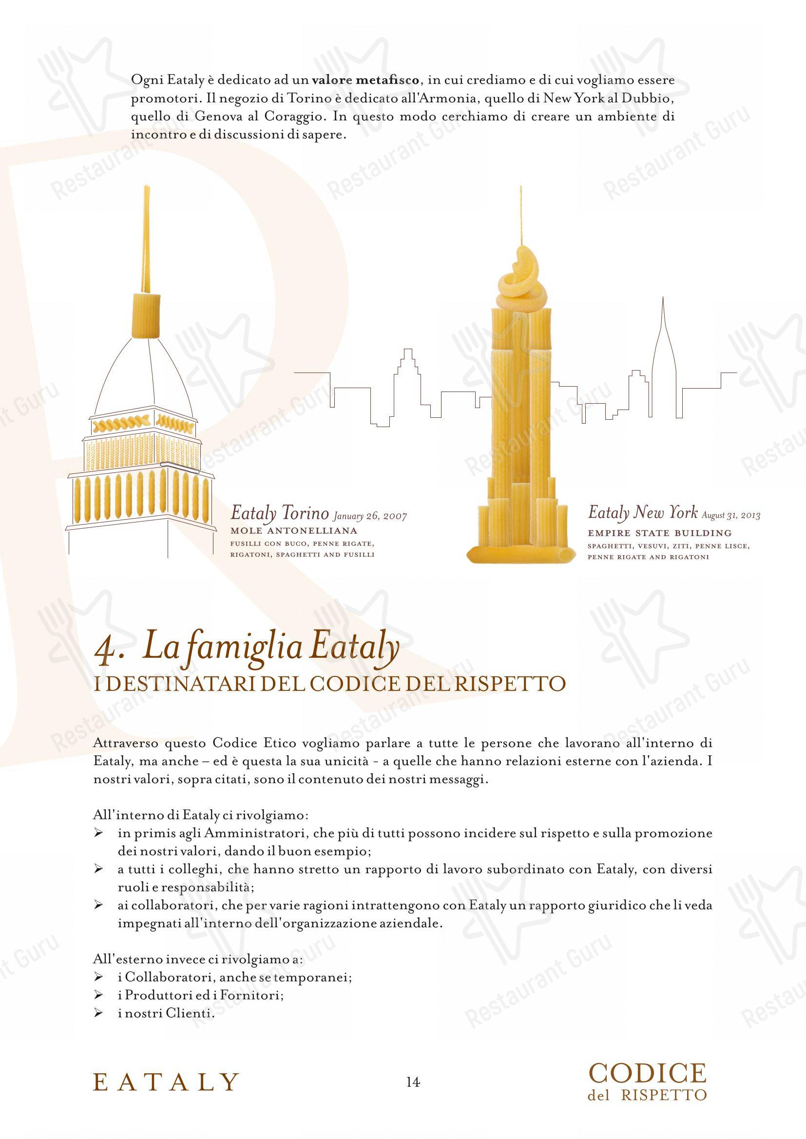 Menu di Eataly Torino Lingotto - Menu