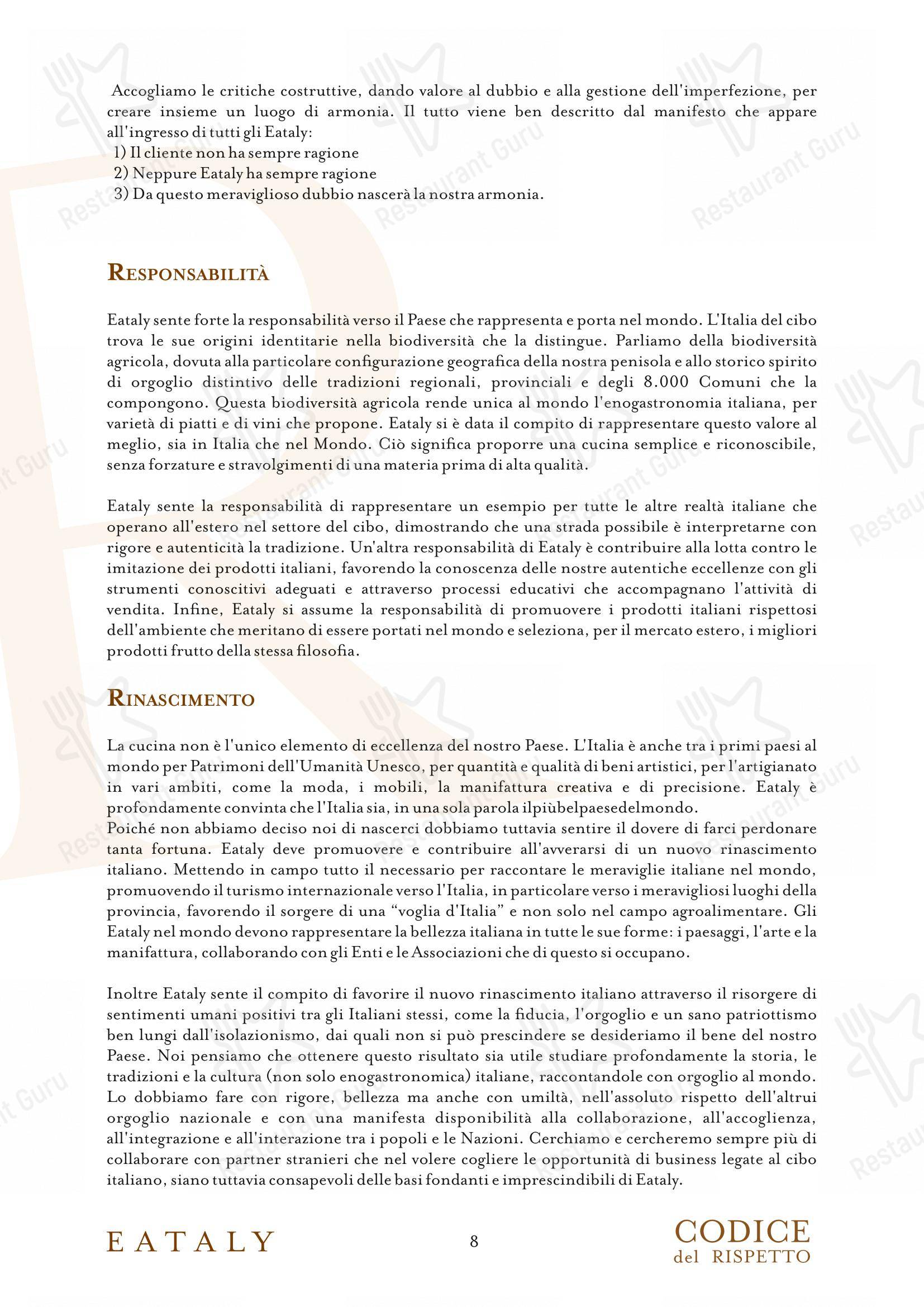 Menu per Eataly Torino Lingotto ristorante