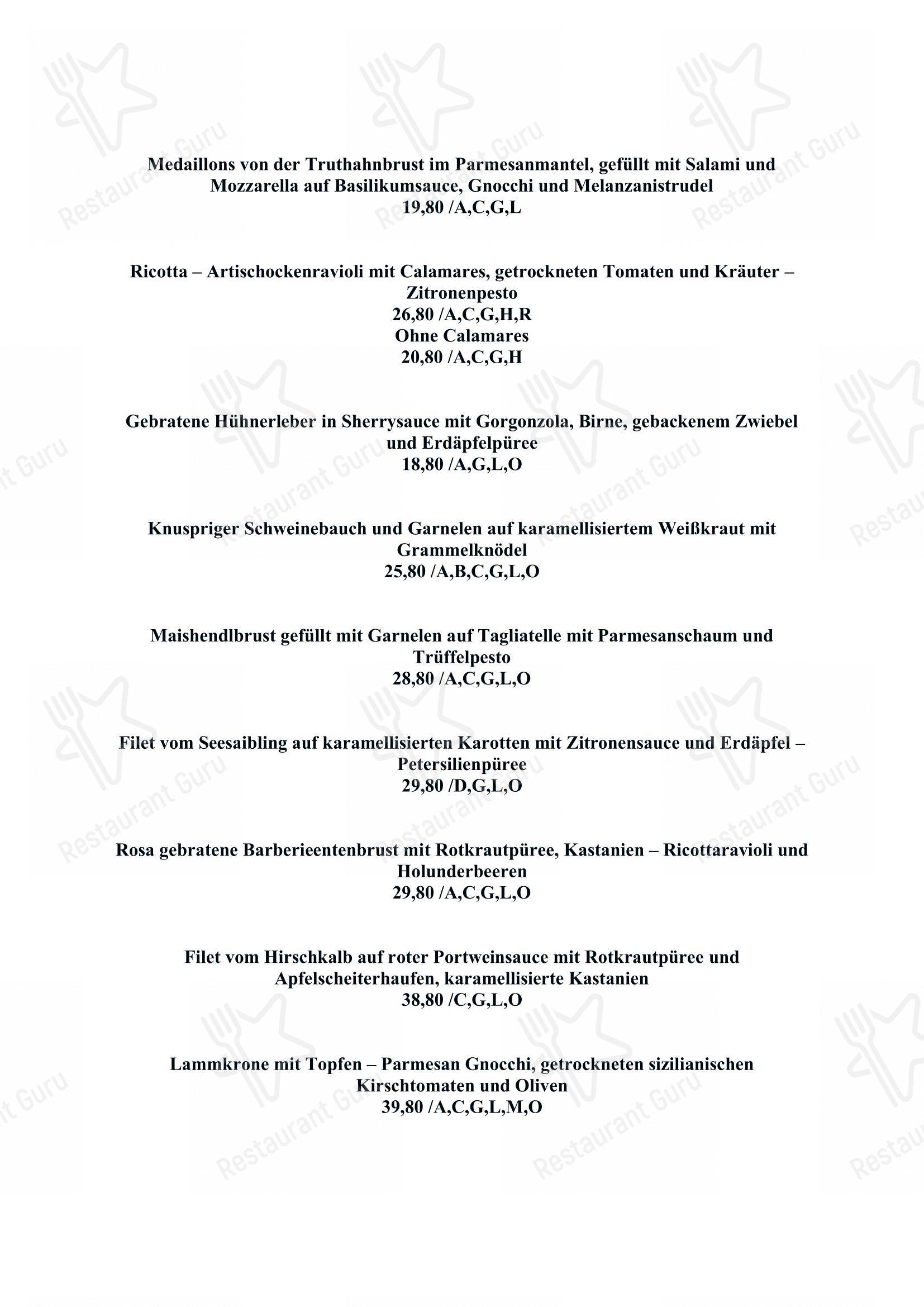 Menu pour Entler Ein Restaurant - Menu