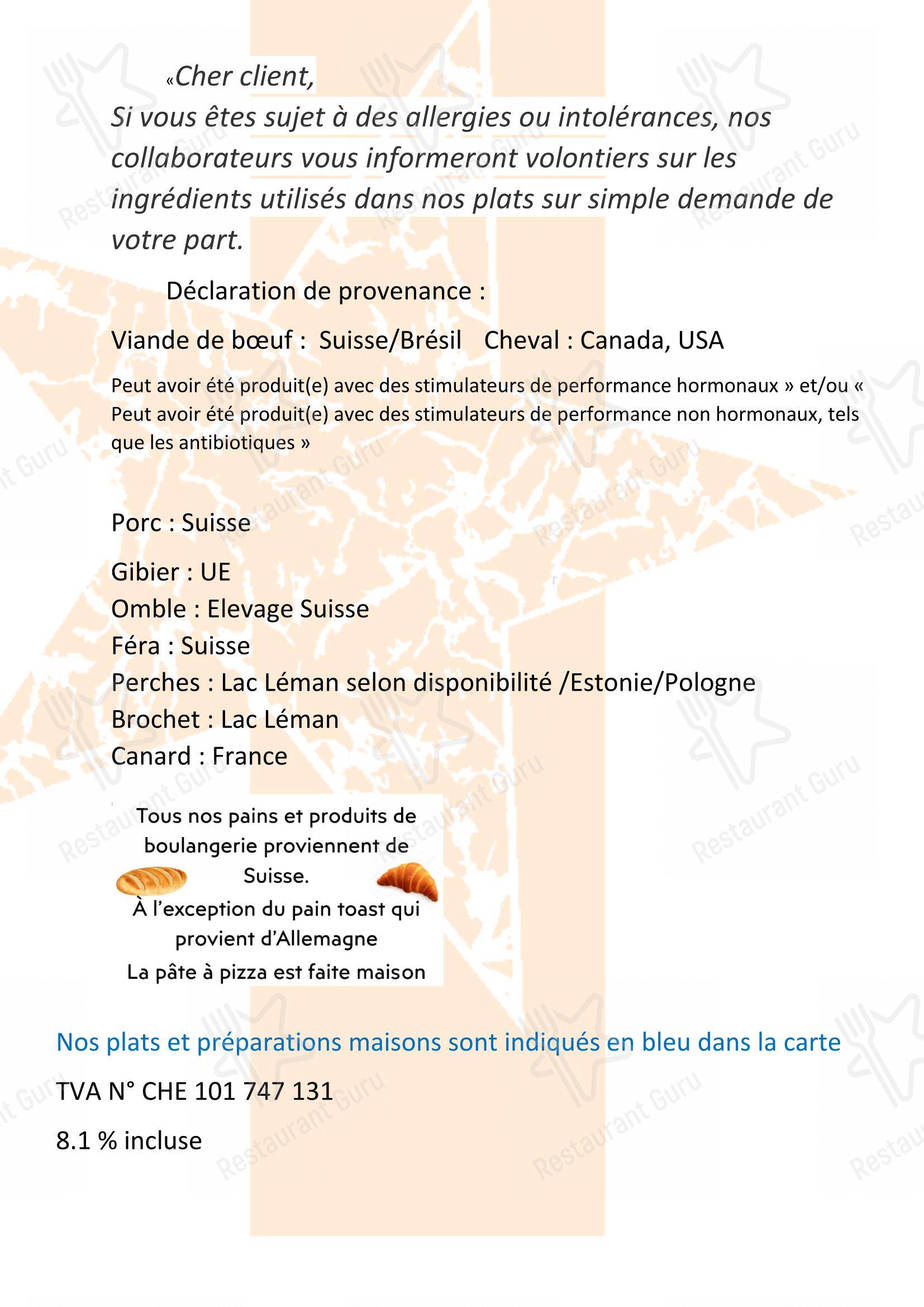 Основное меню per Étoile in Villeneuve