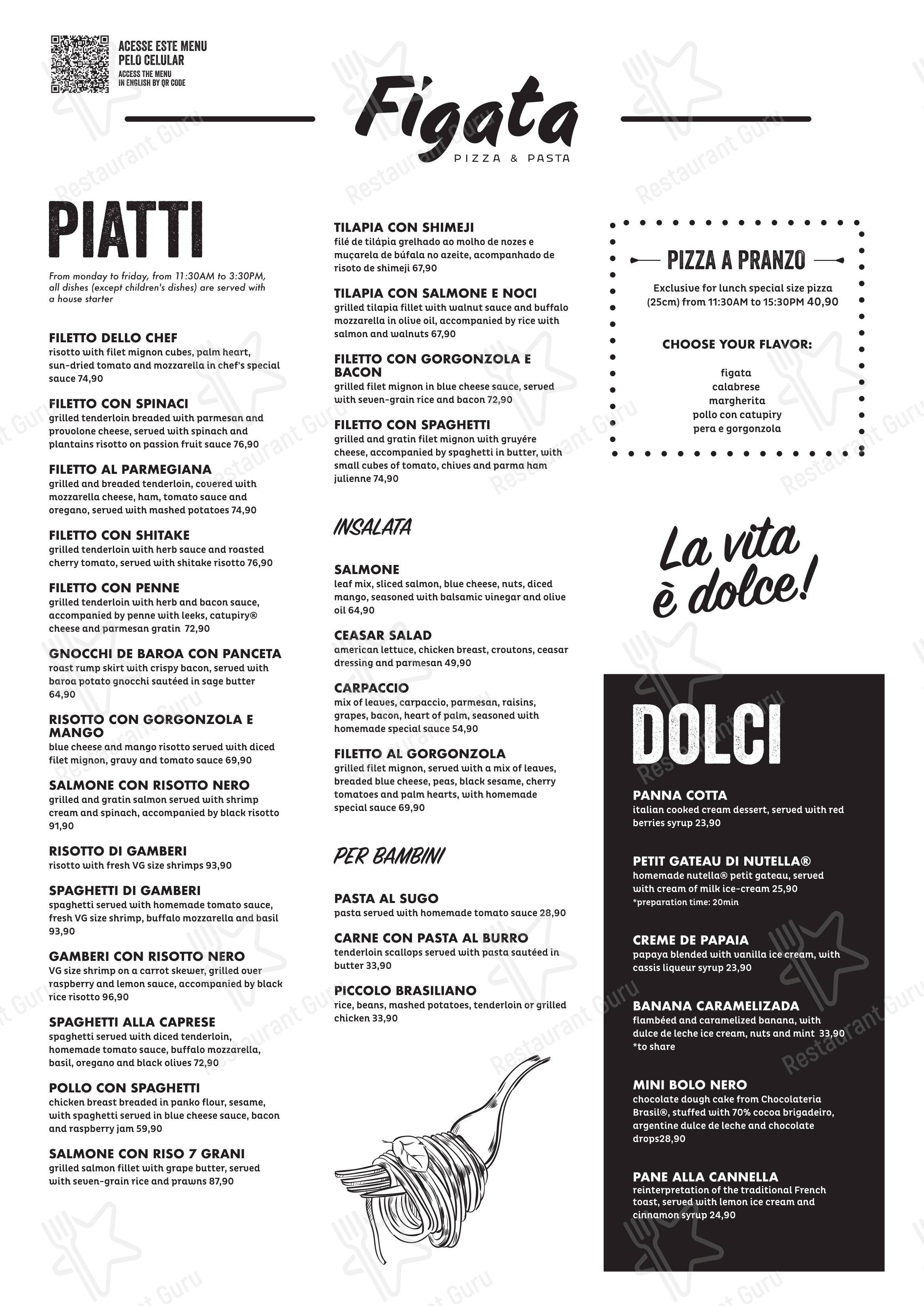 菜单 para Figata Pizza & Pasta - Shopping Vitória restaurante