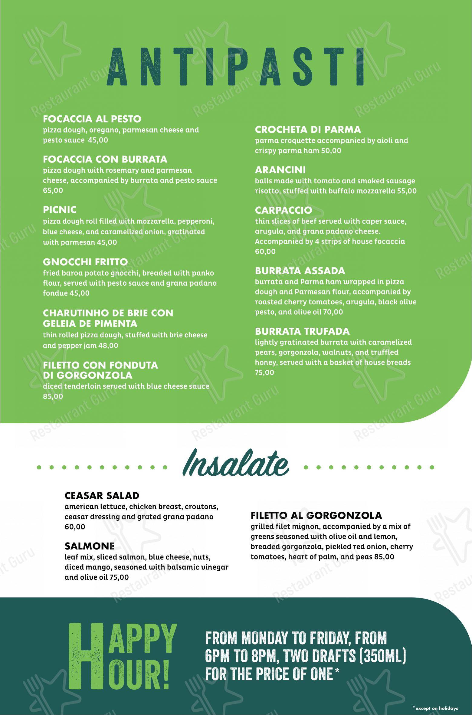 Menu para Figata Pizza & Pasta - Shopping Vitória em Vitoria