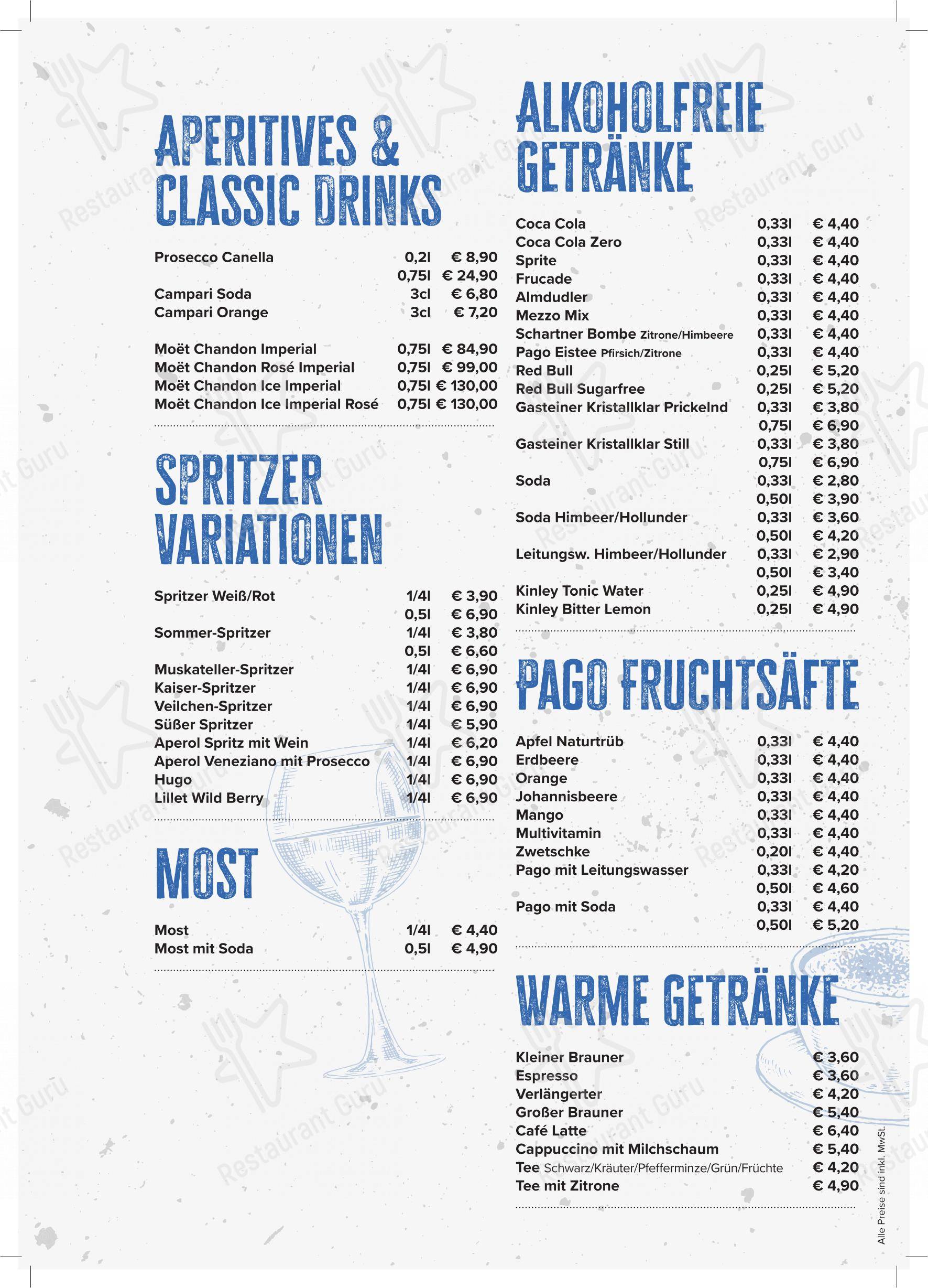 Menu pour Fischerhäusl Linz restaurant