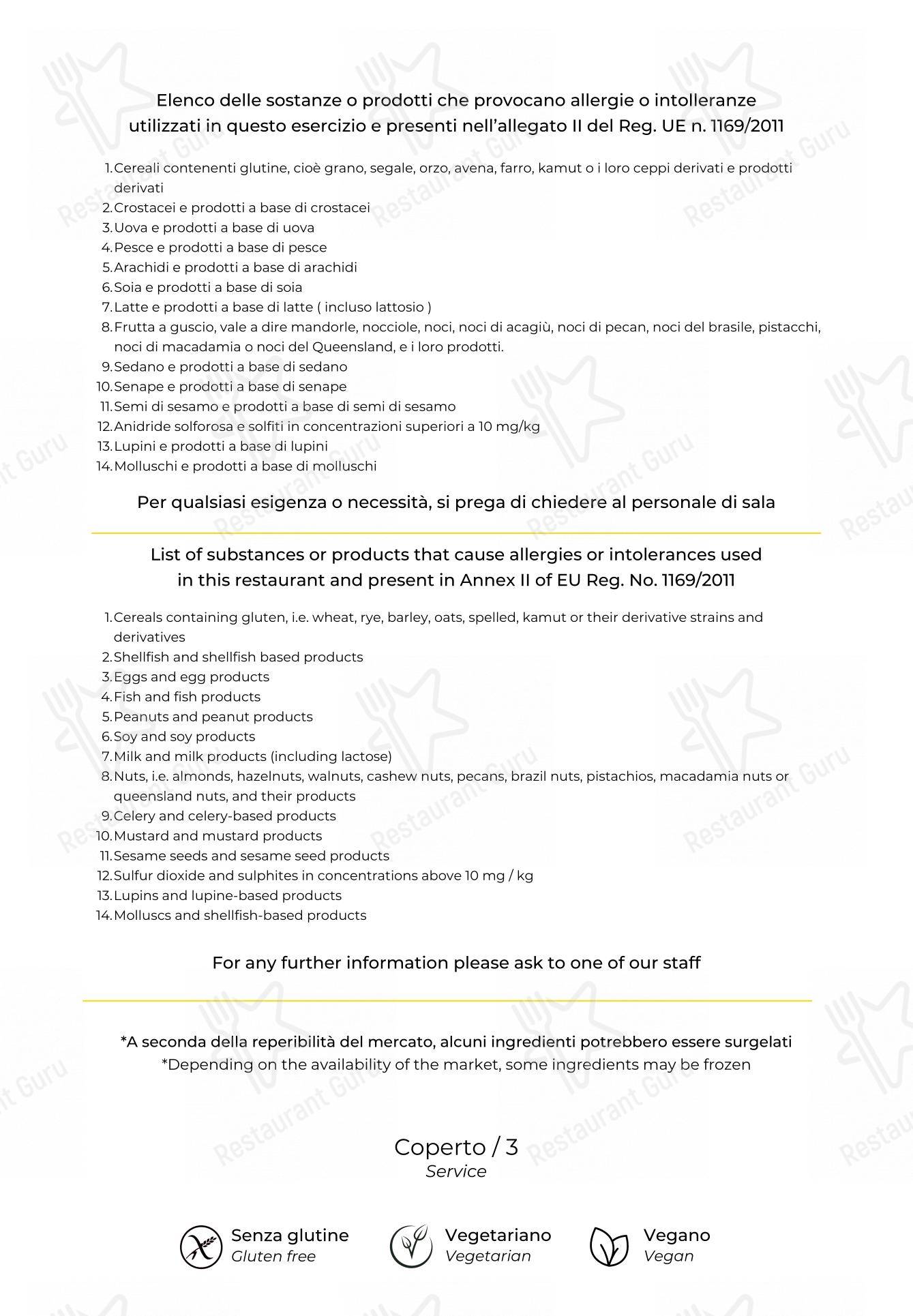 Menu di Giallo Viareggio - Menu