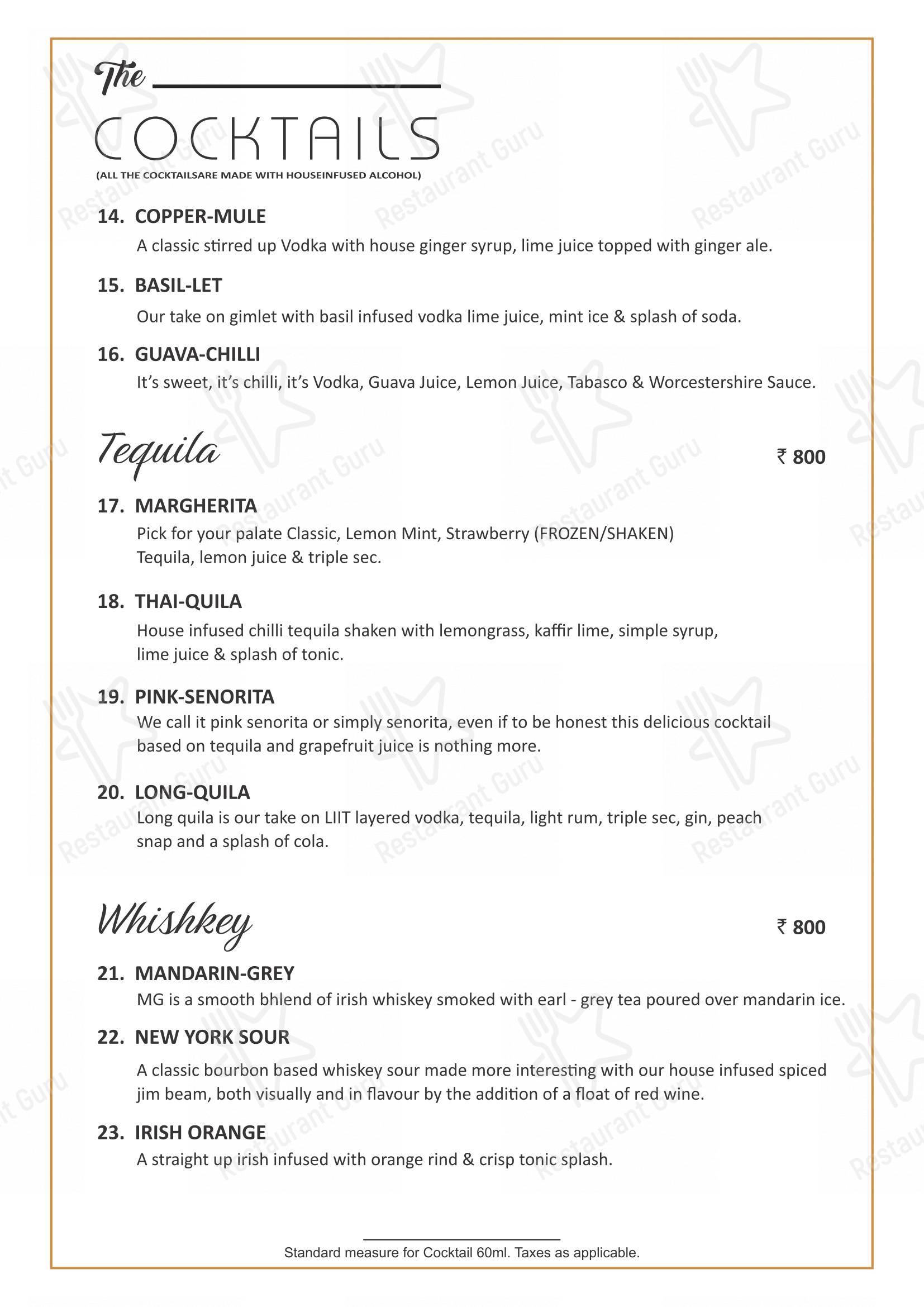 Menu for HIVE Restaurant & Bar in Jaipur
