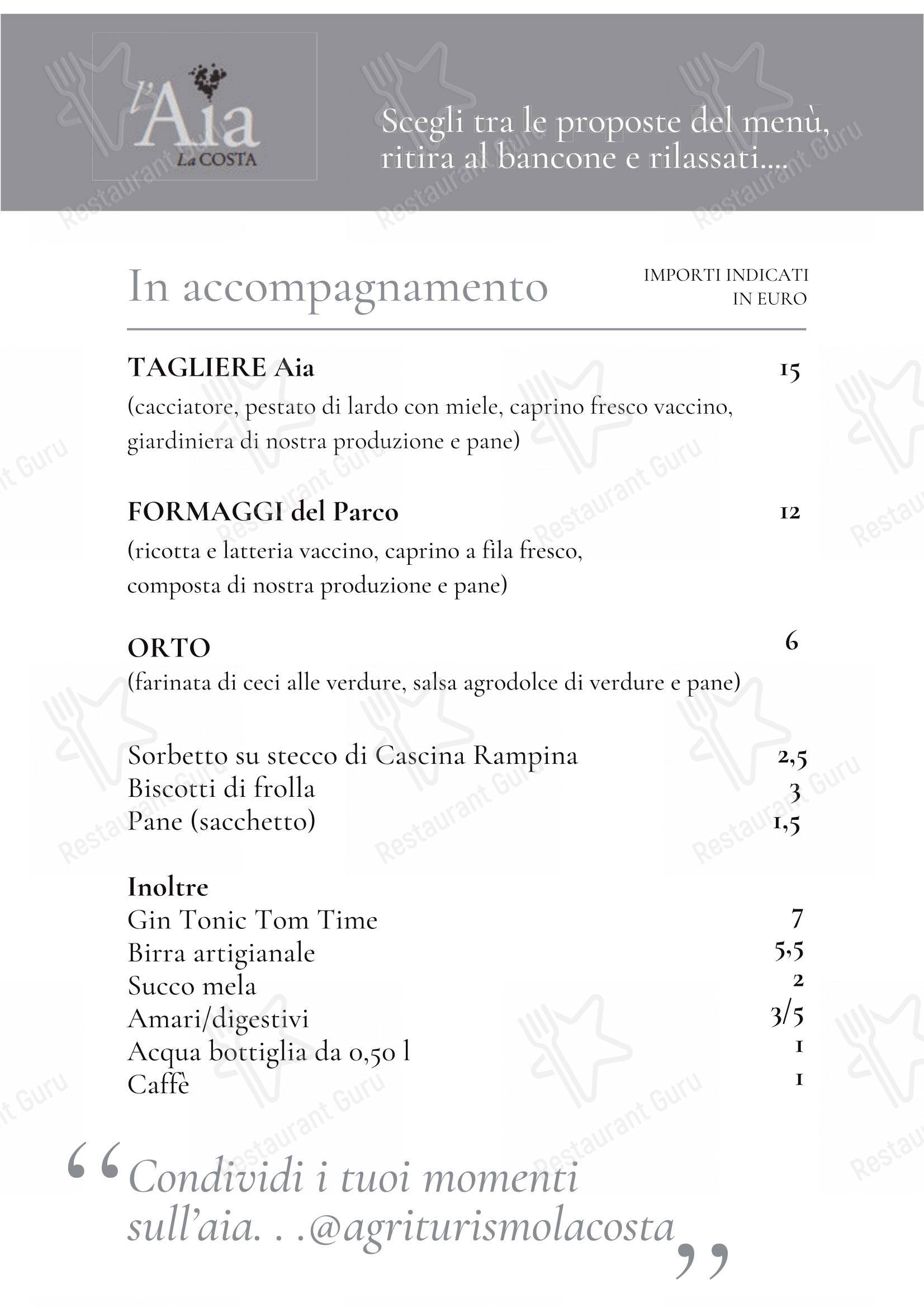Agriturismo La Costa - Ristorante e Cantina - Cascina Galbusera Nera in Rovagnate - 菜单