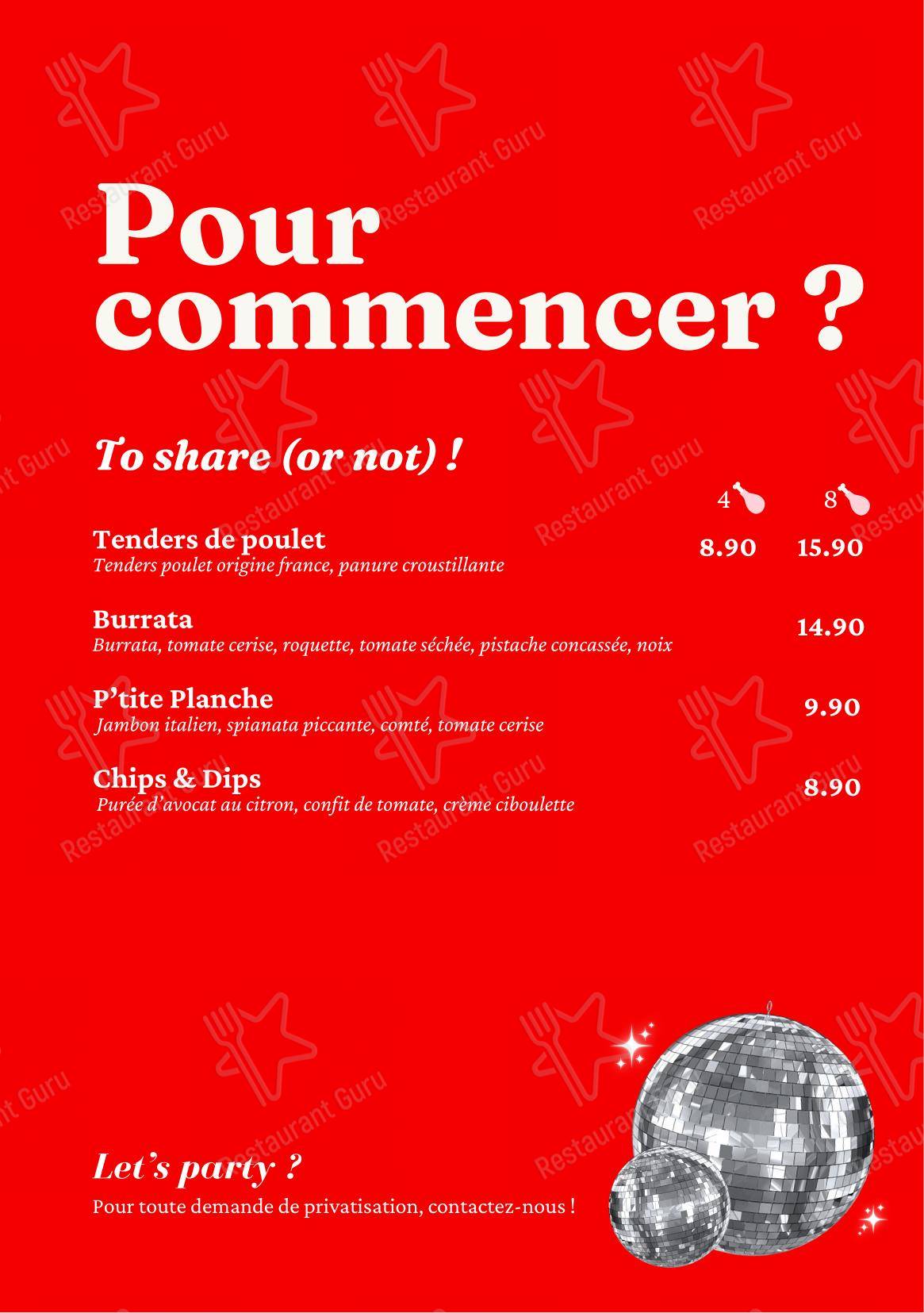 Mon Amour dans Rouen - Menu