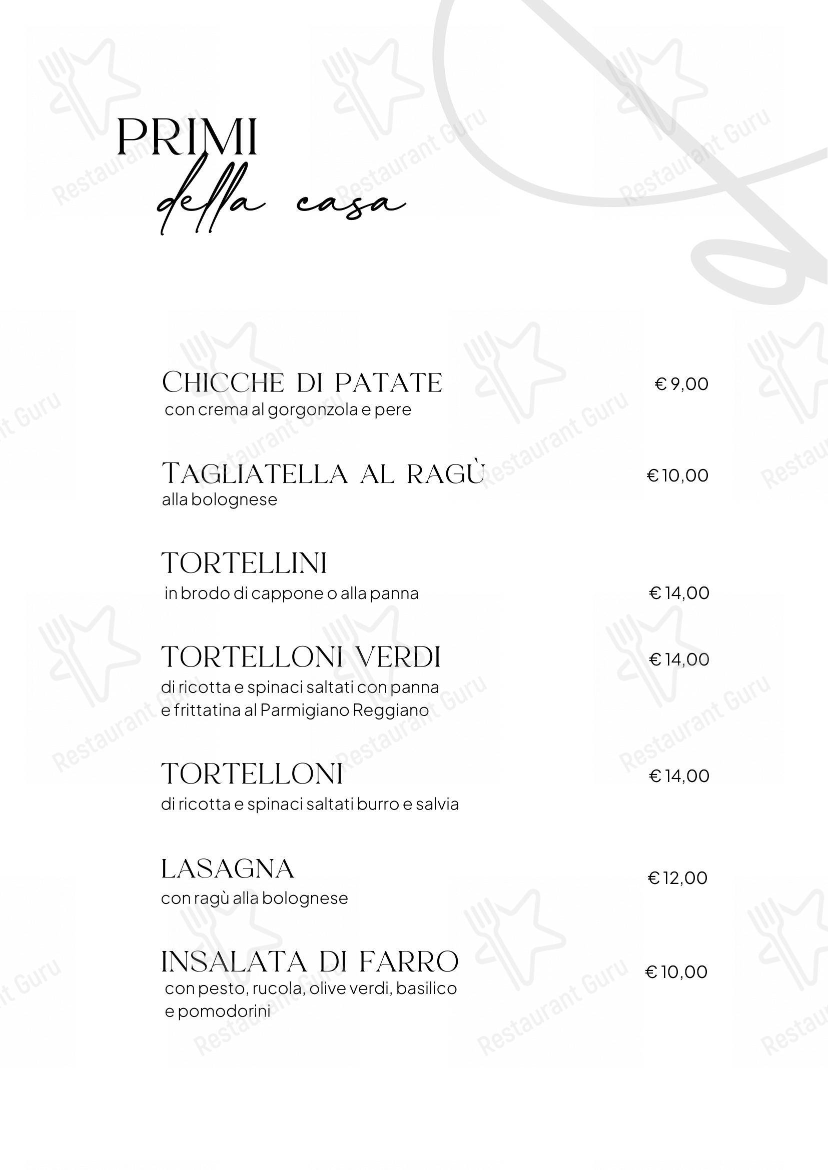 Osteria del Borgo Formigine in Castelvetro di Modena - Menu bar