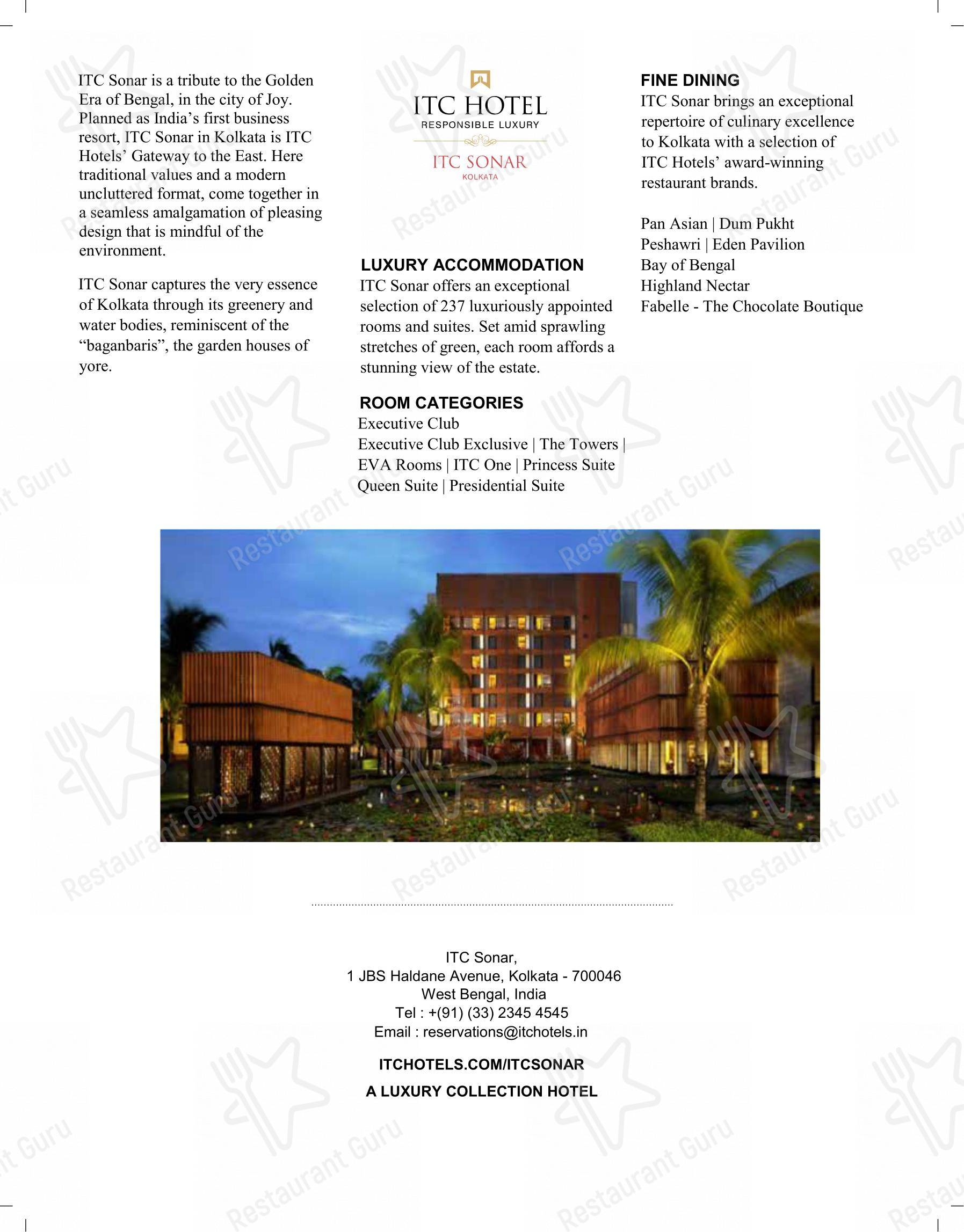 Menu for Peshawri -ITC Sonar in Kolkata