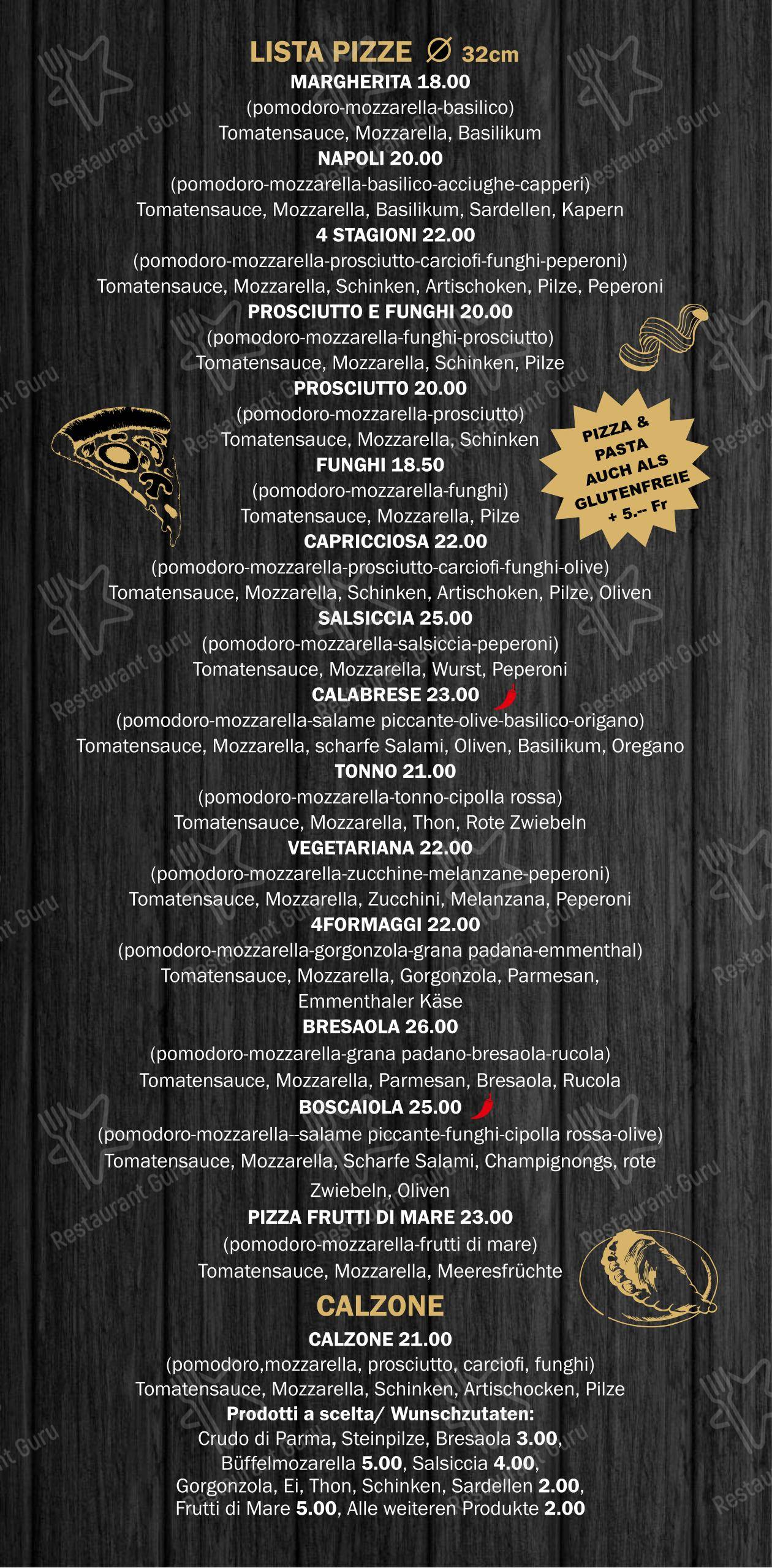 Menu bar per Pizzeria La Perla ristorante