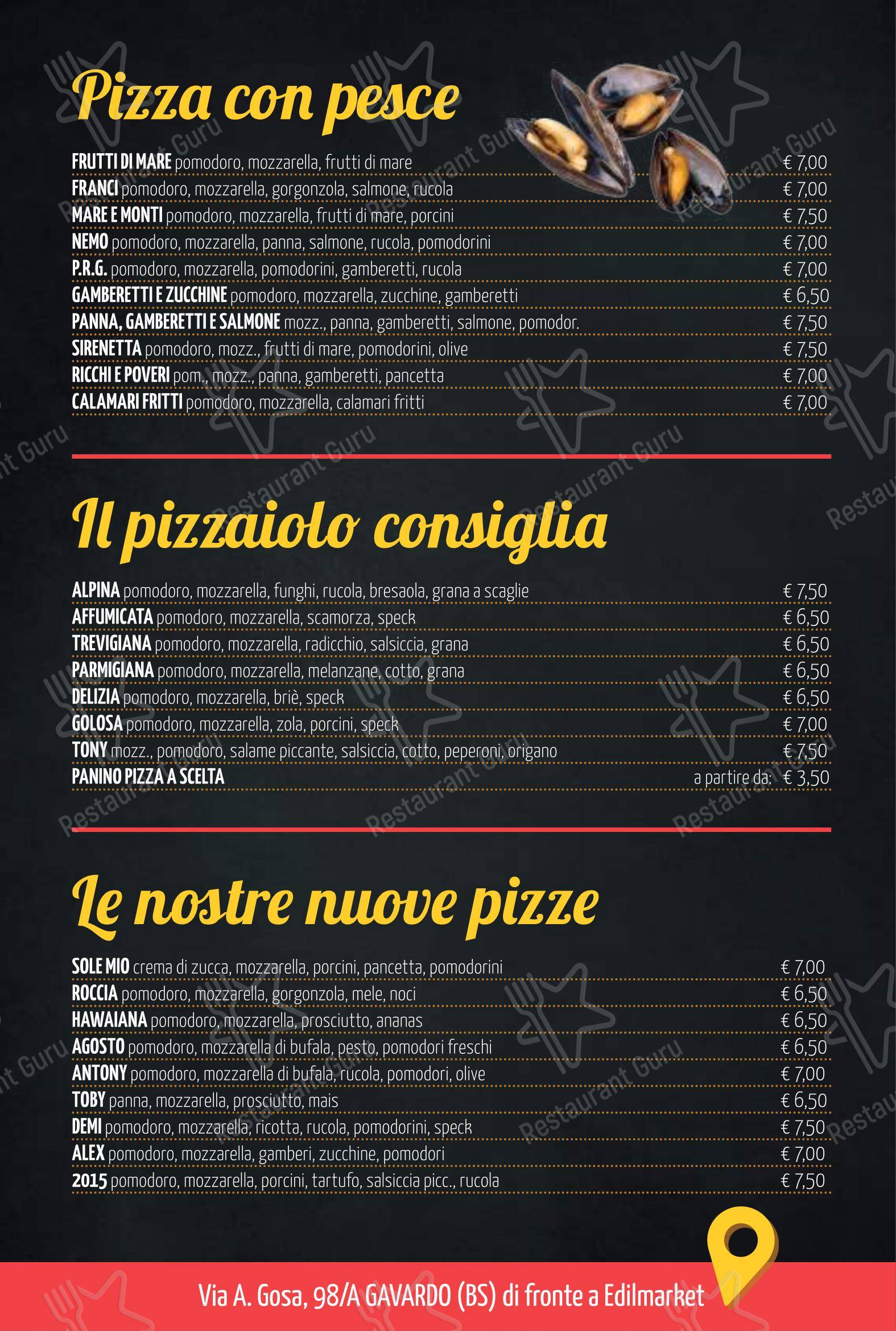 Menu per Pizzeria Il Matterello pizzeria