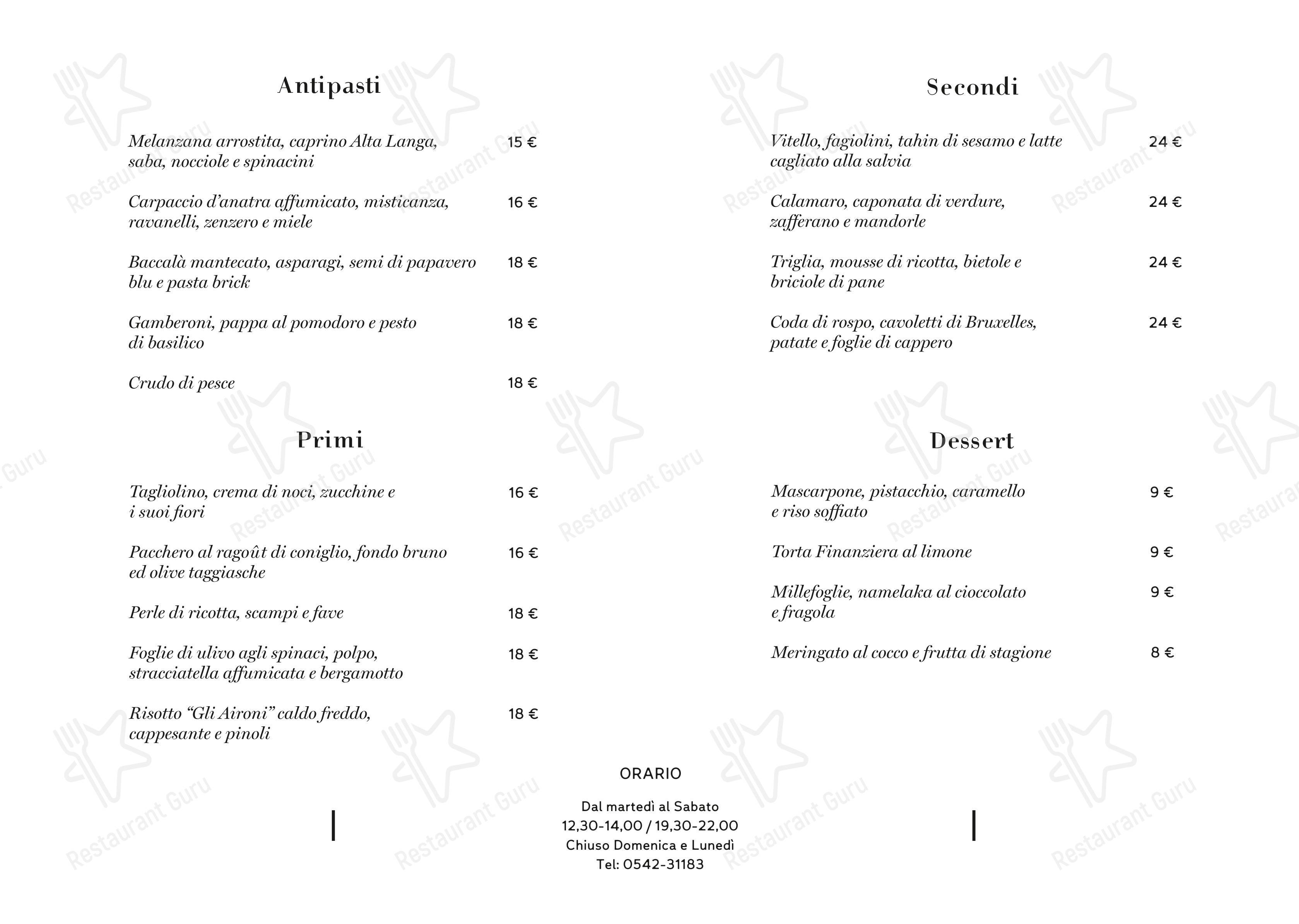 Menu bar per Popeye Ristorante pub & bar