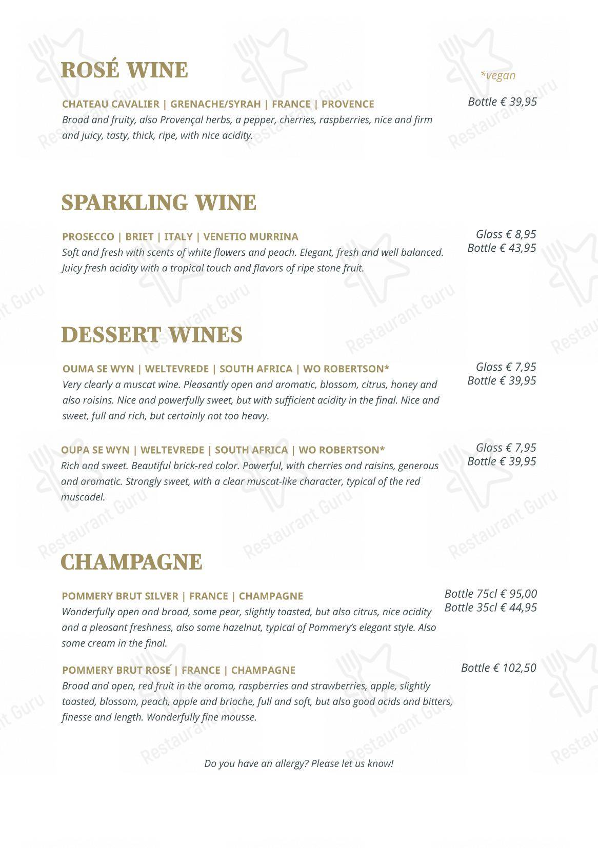 Menu pour Restaurant Red - Table Menu