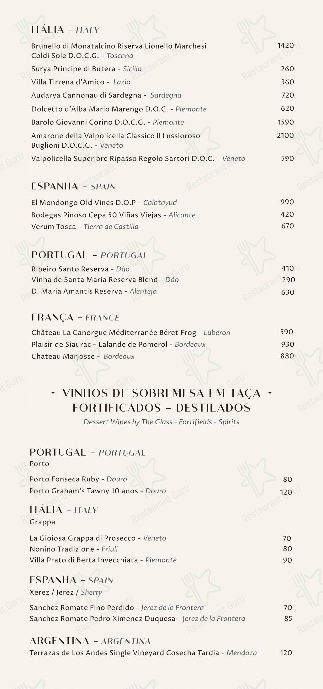 Restaurante Mee - (Copacabana Palace) menu - 菜单