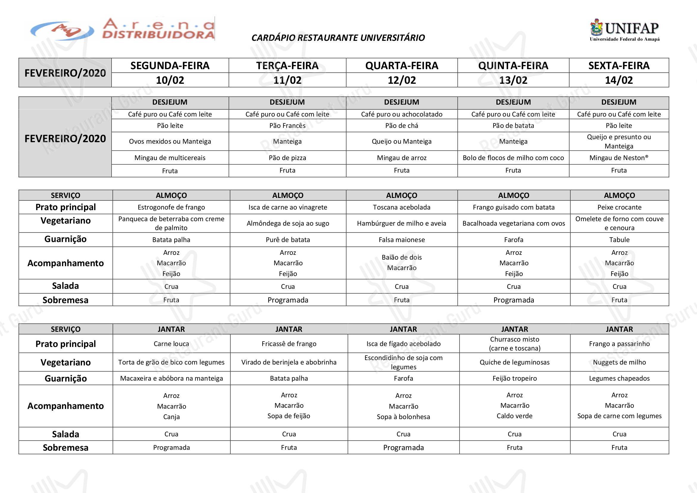Restaurante Universitário - UNIFAP - Christmas Party Menu